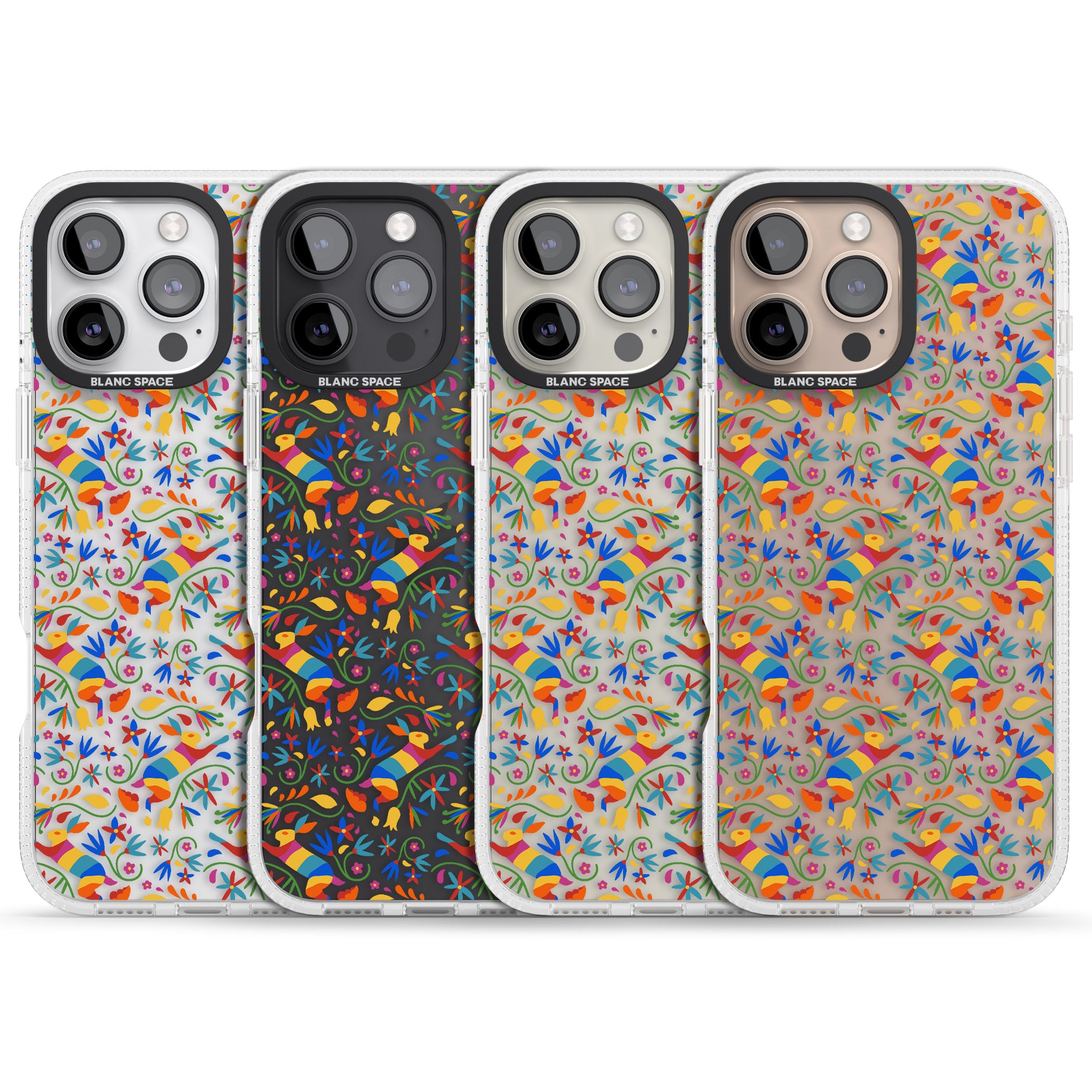 Floral Rabbit Pattern in Rainbow iPhone 16 Pro Max / 16 Pro Clear Case Impact Air - Blanc Space