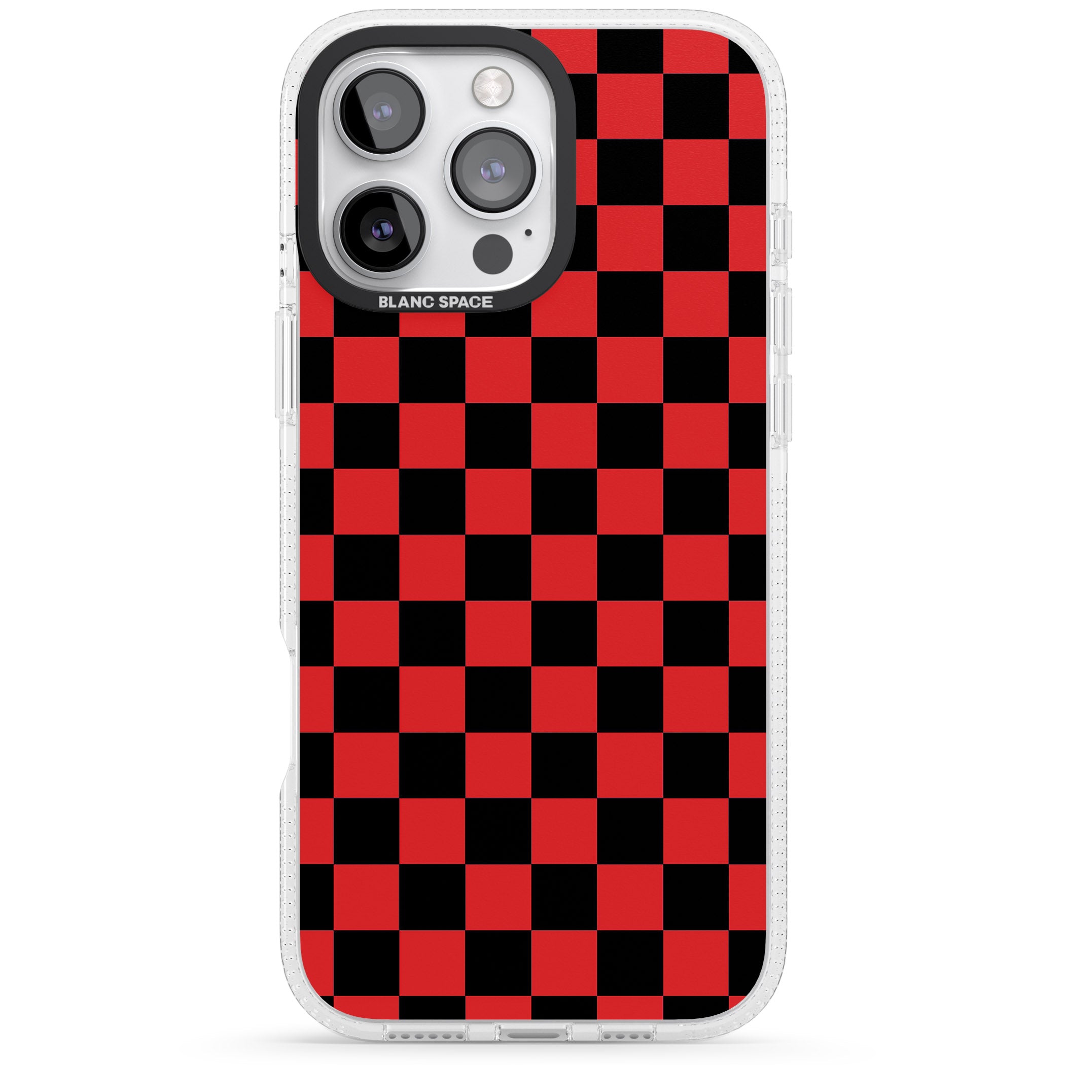 Red Black Checkered iPhone 16 Pro Max / 16 Pro Clear Case Impact Air - Blanc Space