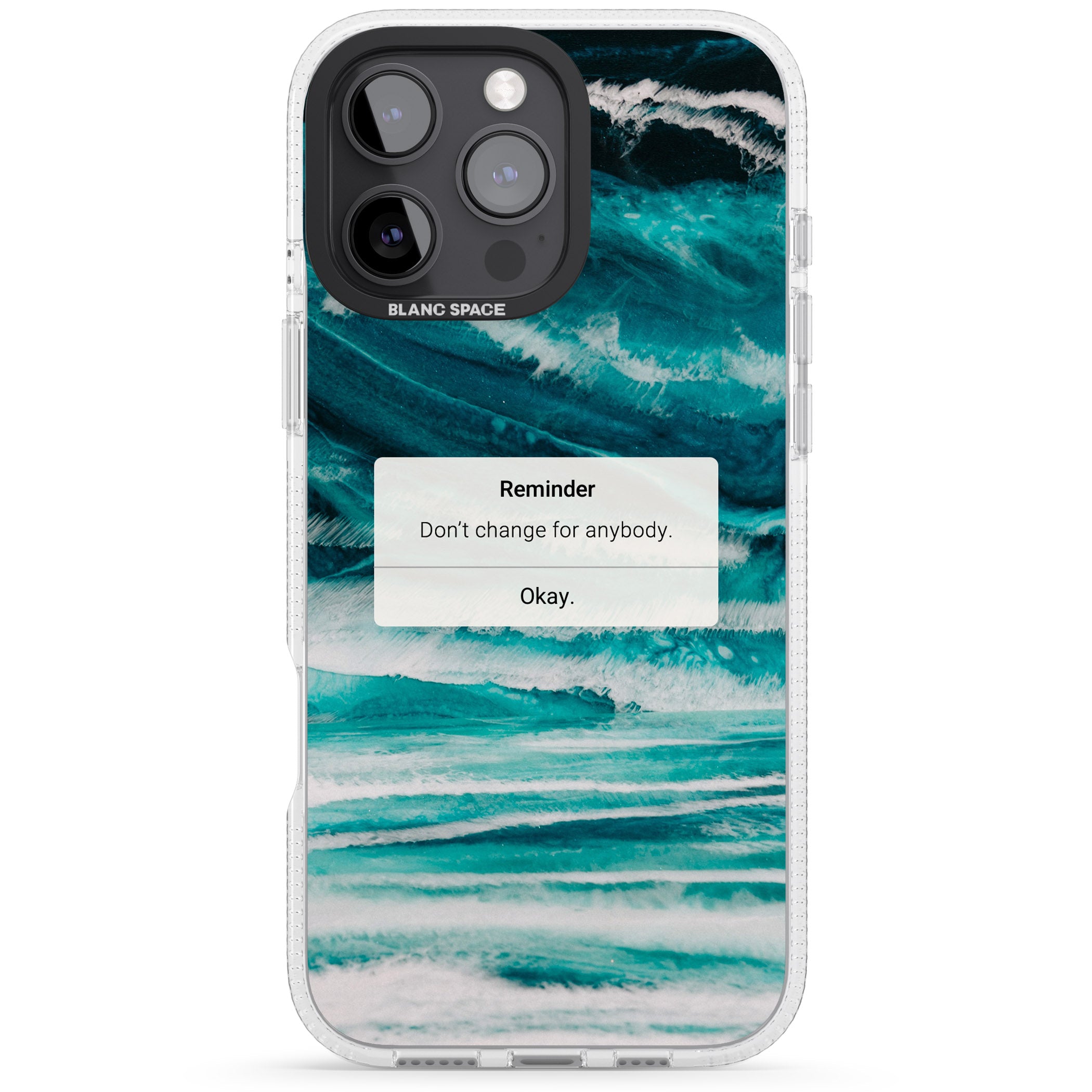 "Don't Change" iPhone Reminder iPhone 16 Pro Max / 16 Pro Clear Case Impact Air - Blanc Space