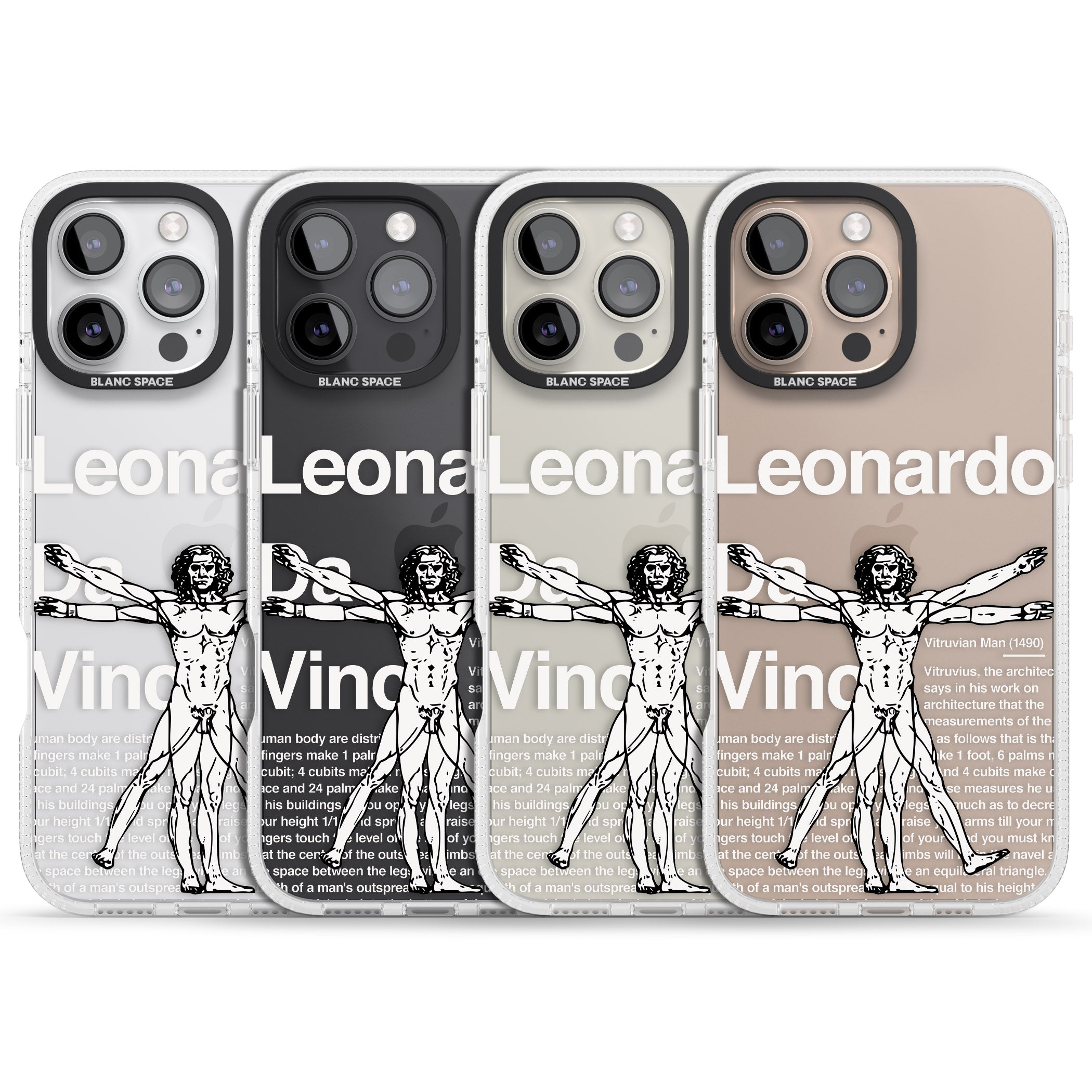 Vitruvian Man iPhone 16 Pro Max / 16 Pro Clear Case Impact Air - Blanc Space