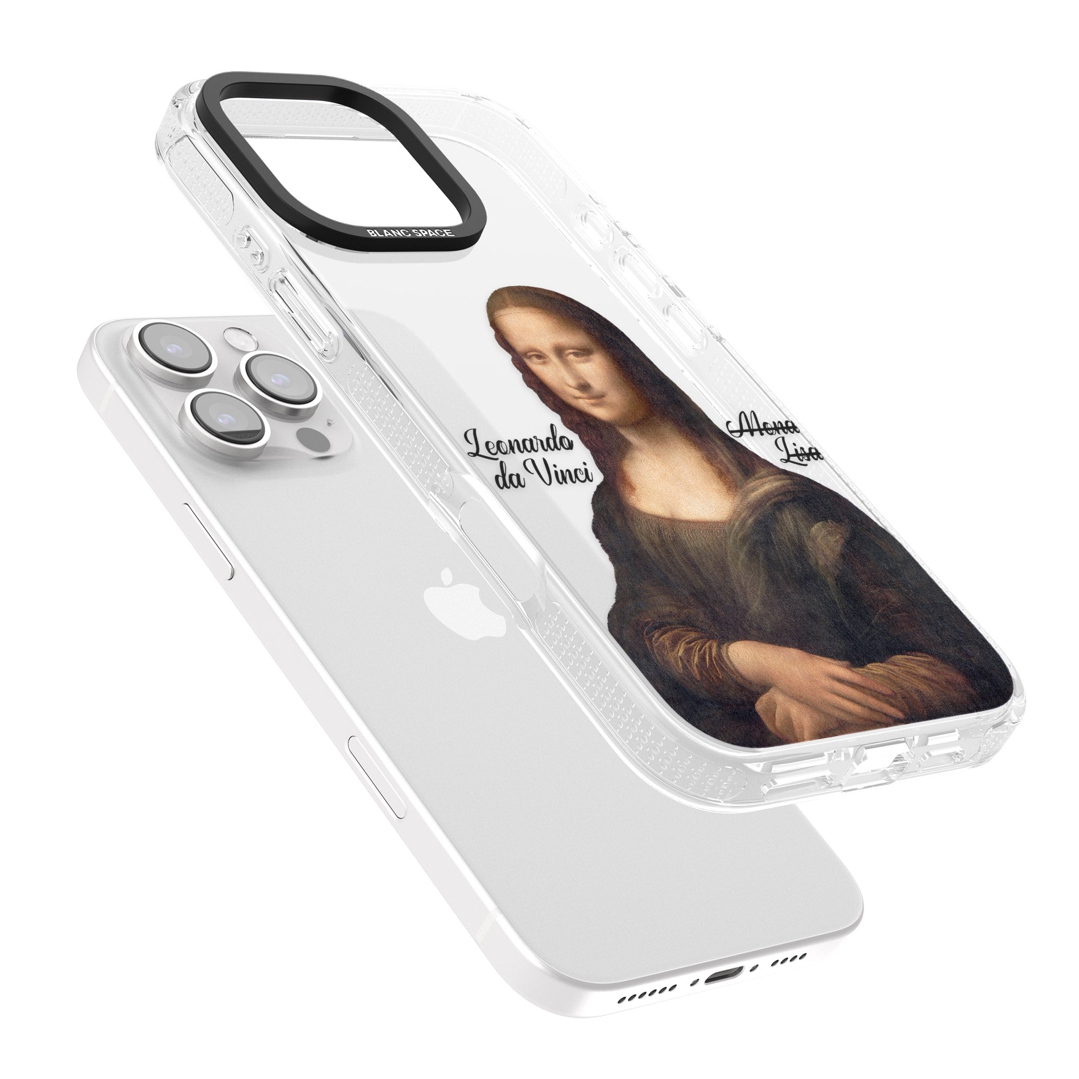 Mona Lisa Cutout iPhone 16 Pro Max / 16 Pro Clear Case Impact Air - Blanc Space