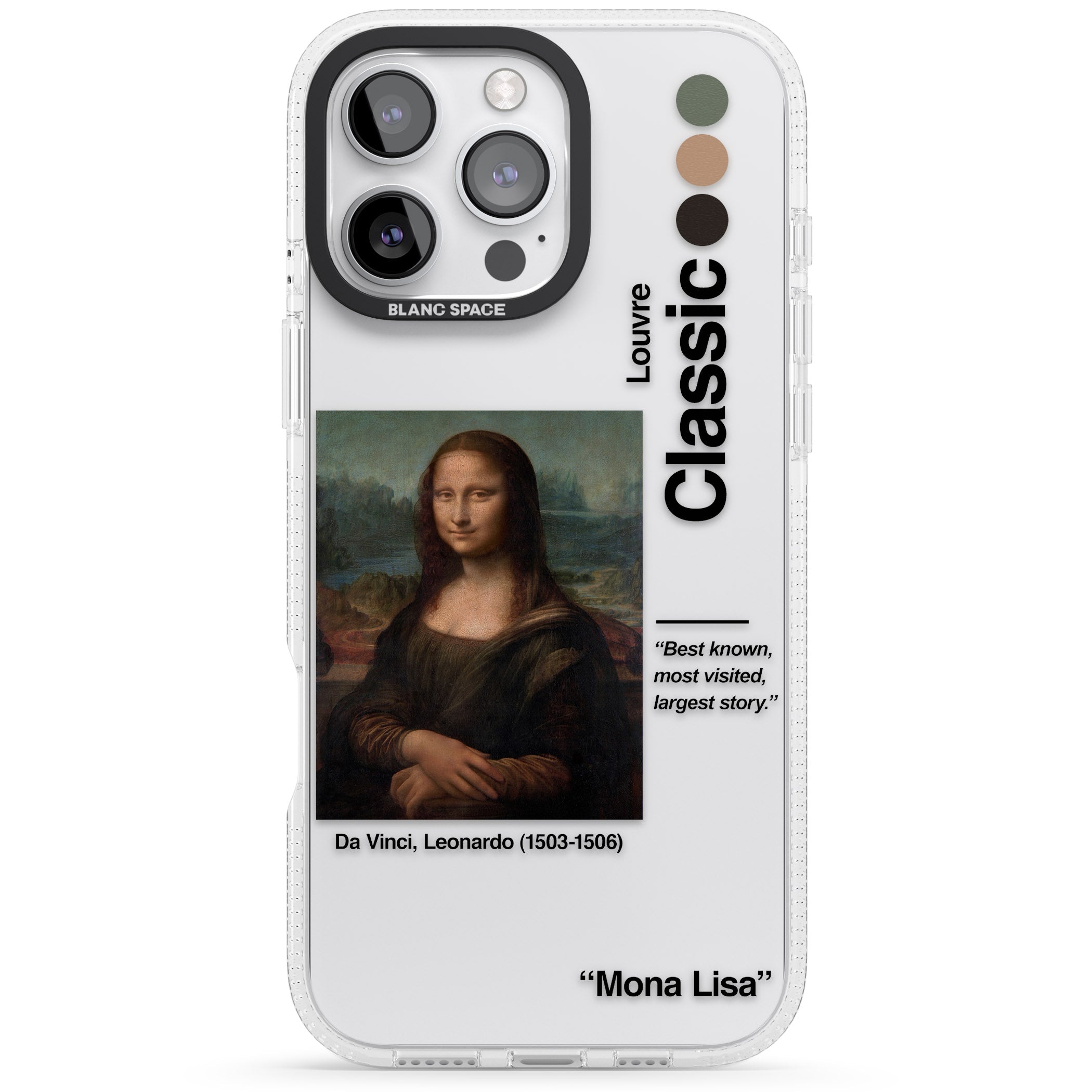 Mona Lisa - Leonardo Da Vinci iPhone 16 Pro Max / 16 Pro Clear Case Impact Air - Blanc Space