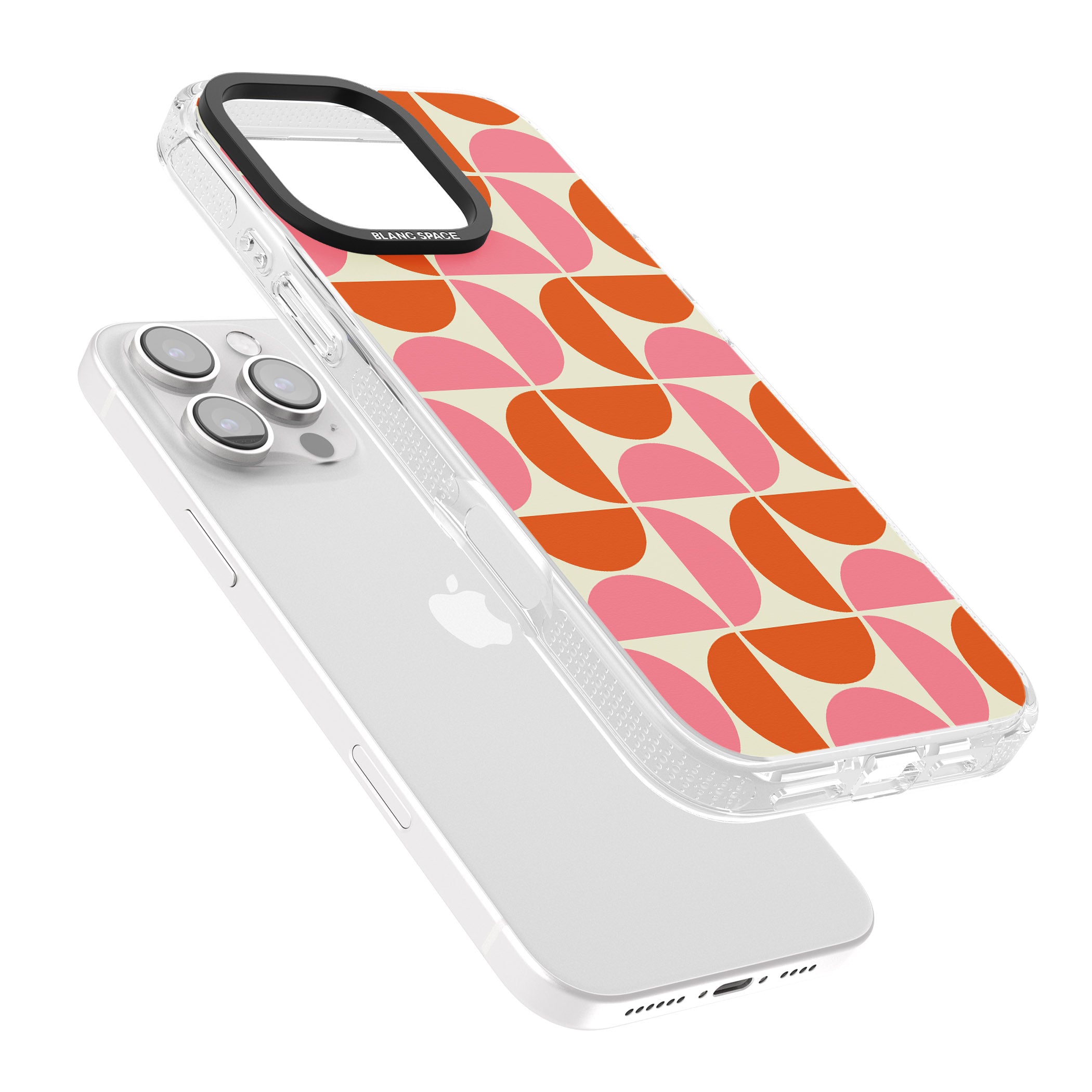 Retro Half-circle Pattern iPhone 16 Pro Max / 16 Pro Clear Case Impact Air - Blanc Space