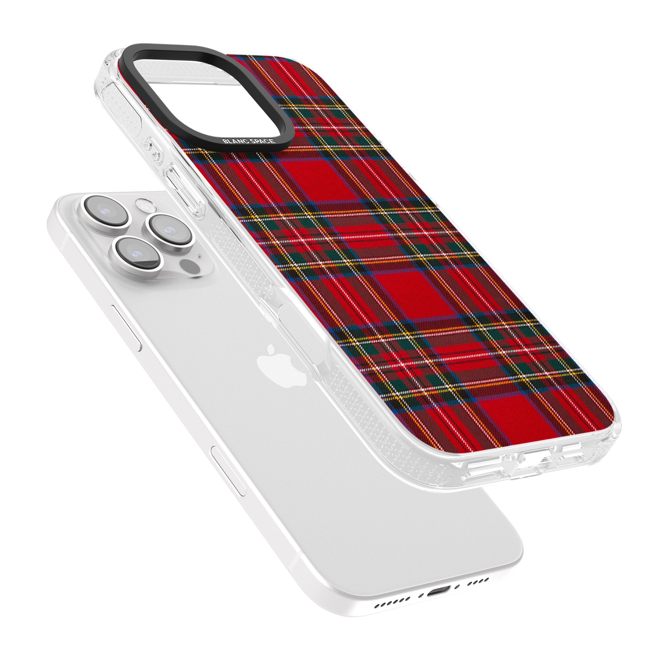 Royal Stewart Tartan iPhone 16 Pro Max / 16 Pro Clear Case Impact Air - Blanc Space