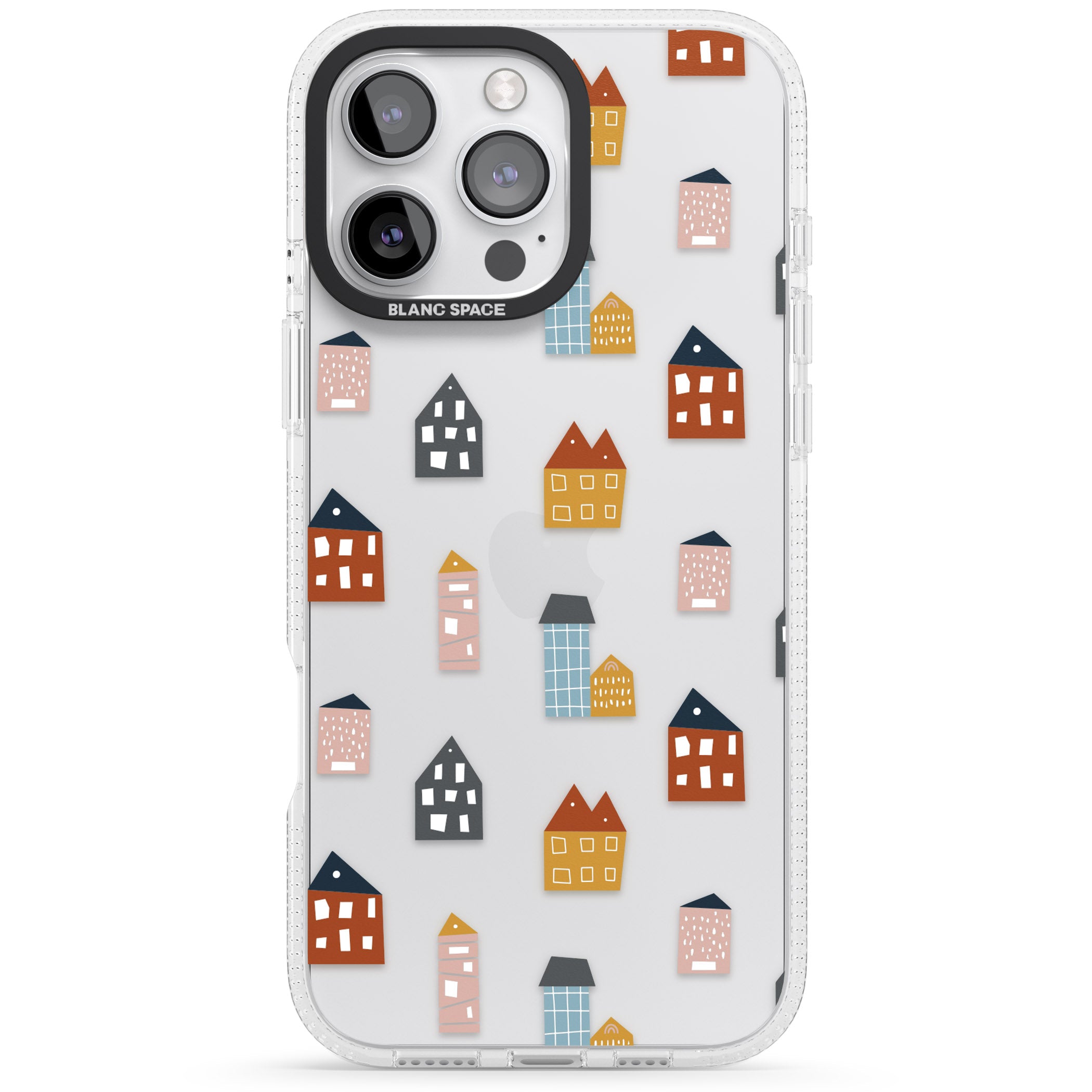 Cute Scandinavian Buildings iPhone 16 Pro Max / 16 Pro Clear Case Impact Air - Blanc Space