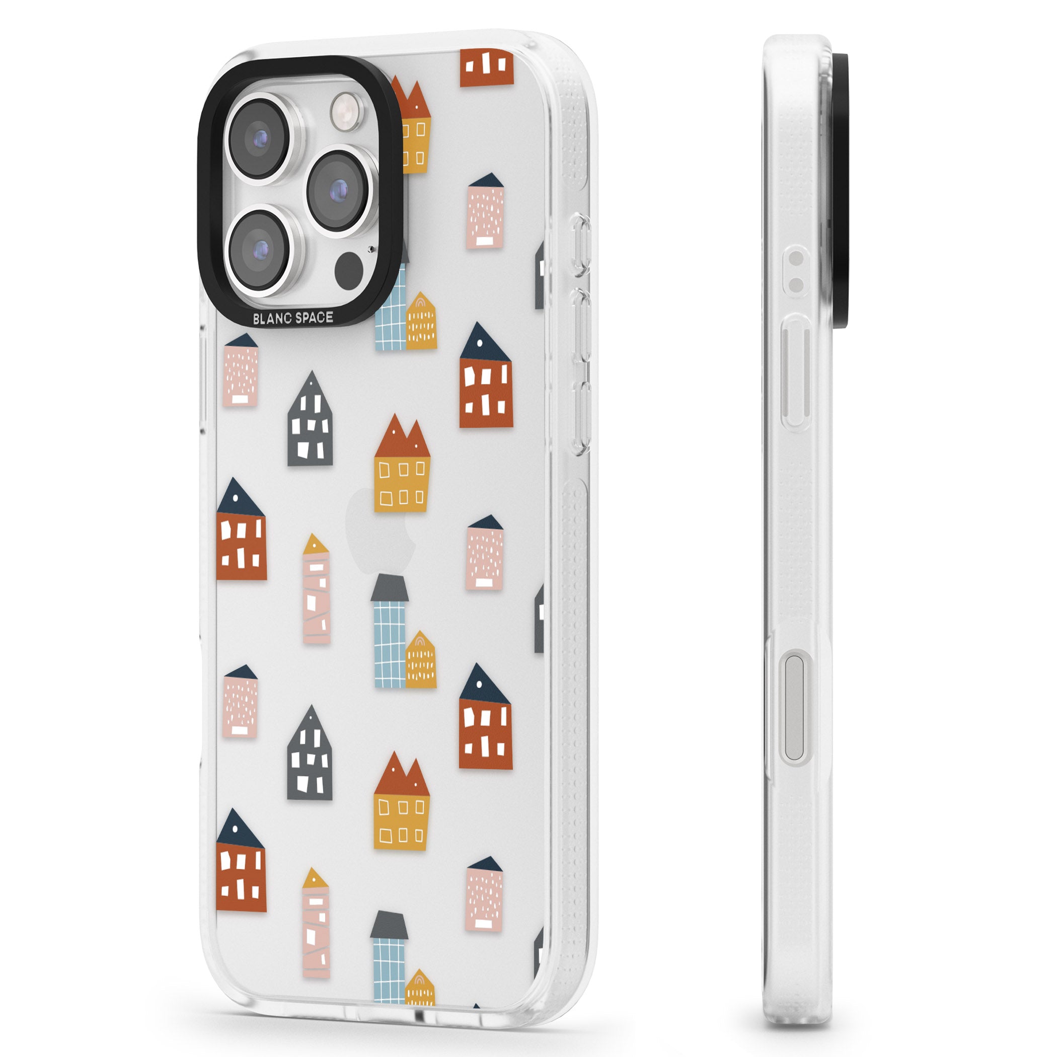 Cute Scandinavian Buildings iPhone 16 Pro Max / 16 Pro Clear Case Impact Air - Blanc Space