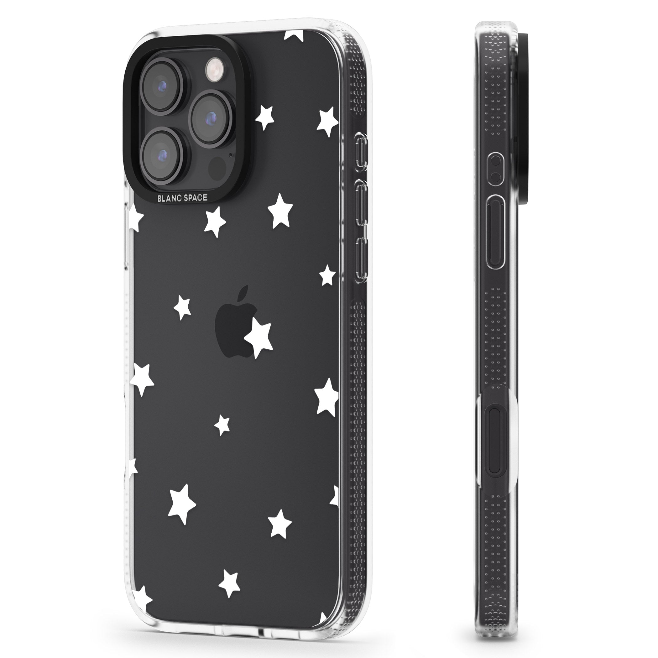 White Stars Pattern iPhone 16 Pro Max / 16 Pro Clear Case Impact Air - Blanc Space