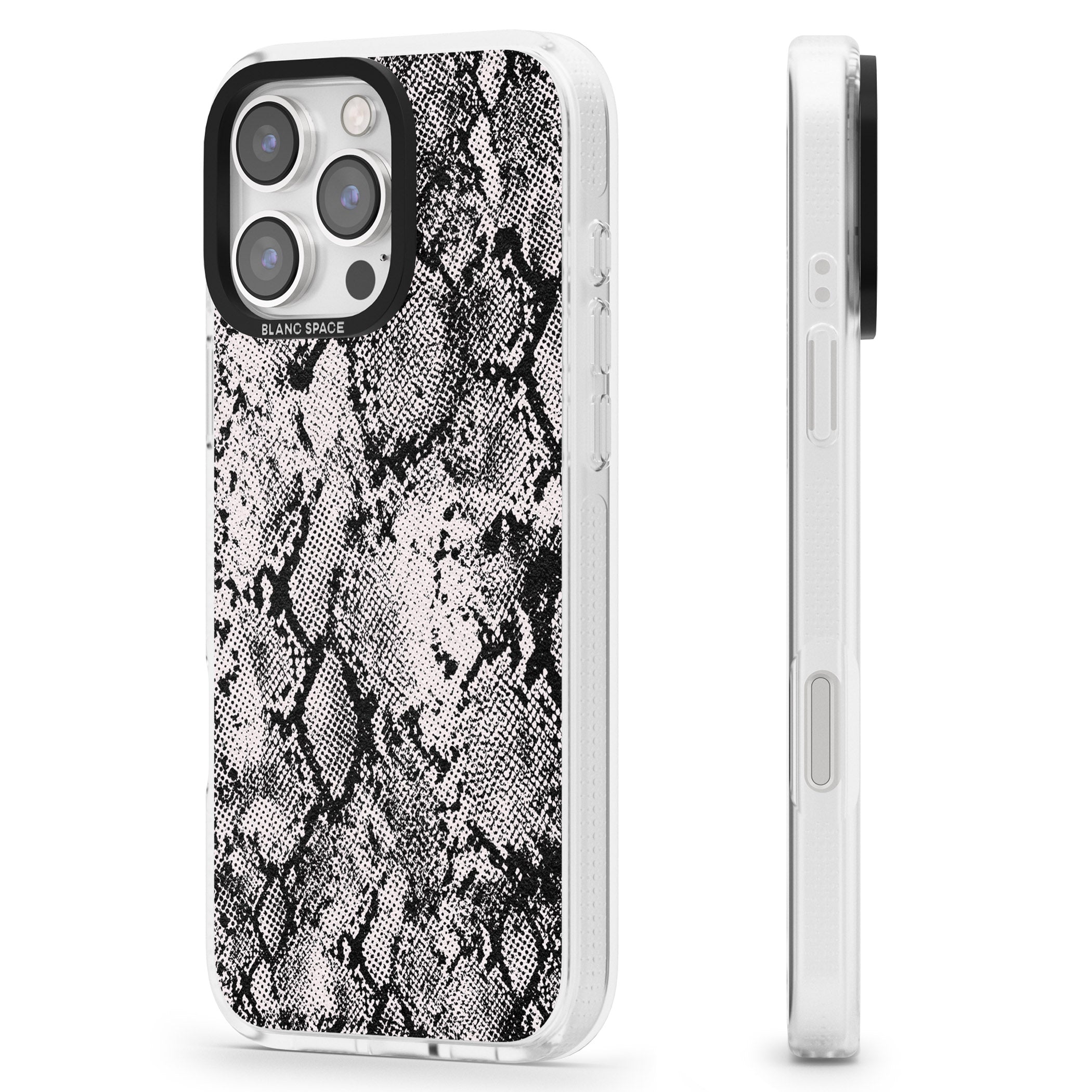 Pastel Snakeskin - Grey iPhone 16 Pro Max / 16 Pro Clear Case Impact Air - Blanc Space