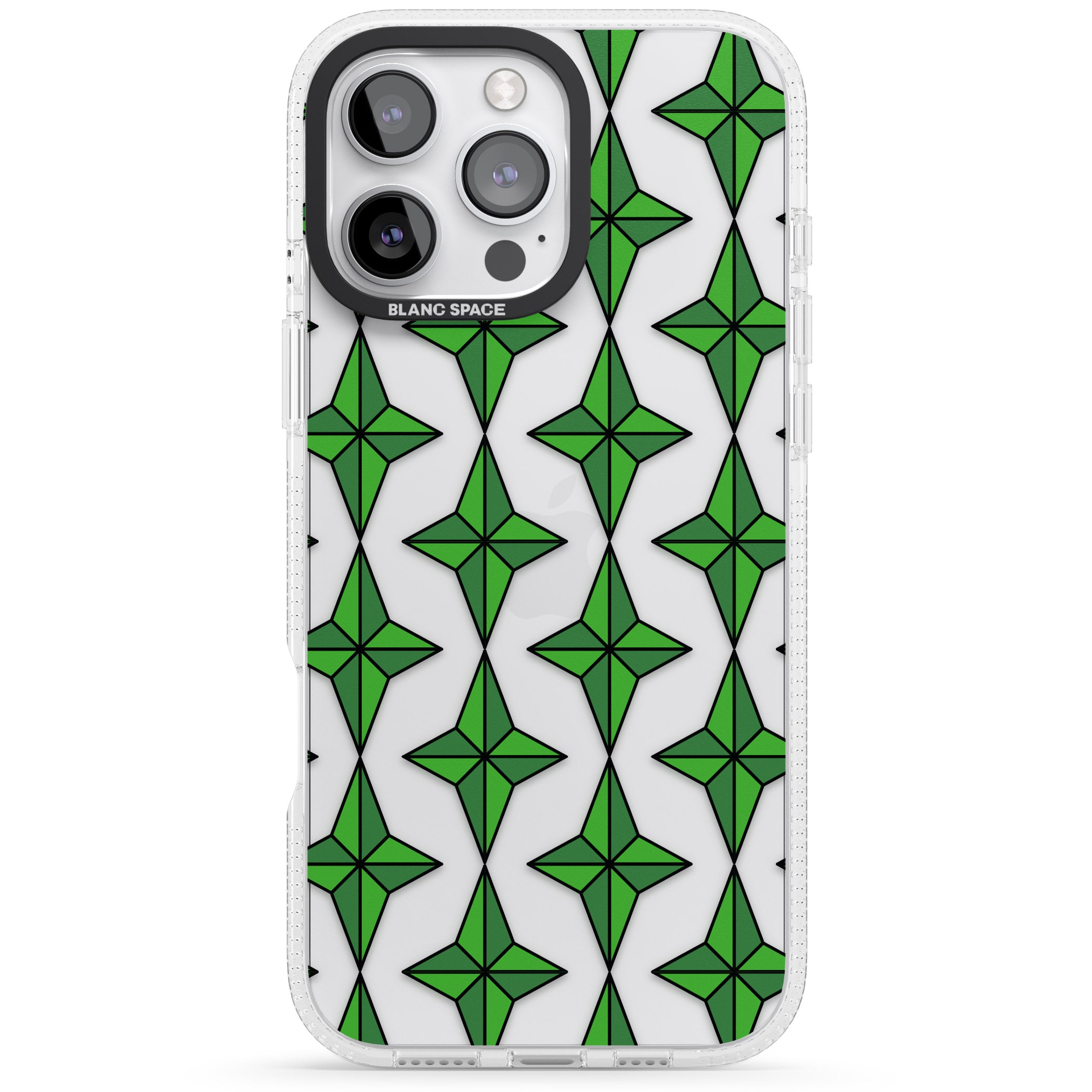 Emerald Stars Pattern (Clear) iPhone 16 Pro Max / 16 Pro Clear Case Impact Air - Blanc Space