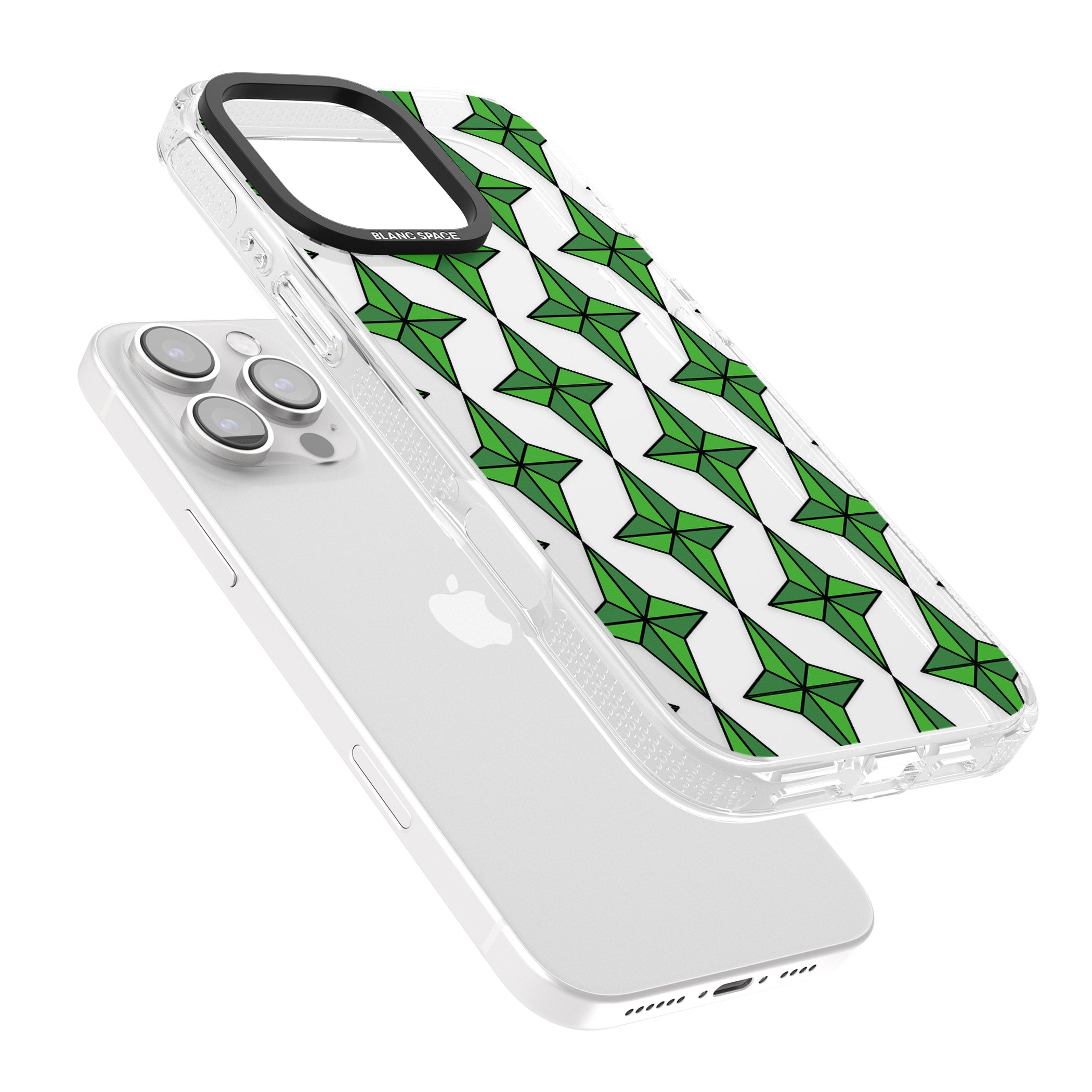 Emerald Stars Pattern (Clear) iPhone 16 Pro Max / 16 Pro Clear Case Impact Air - Blanc Space