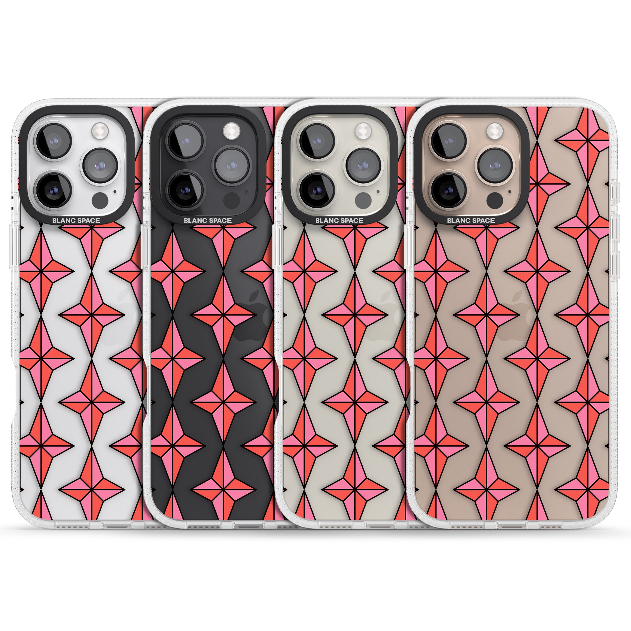 Rose Stars Pattern (Clear) iPhone 16 Pro Max / 16 Pro Clear Case Impact Air - Blanc Space