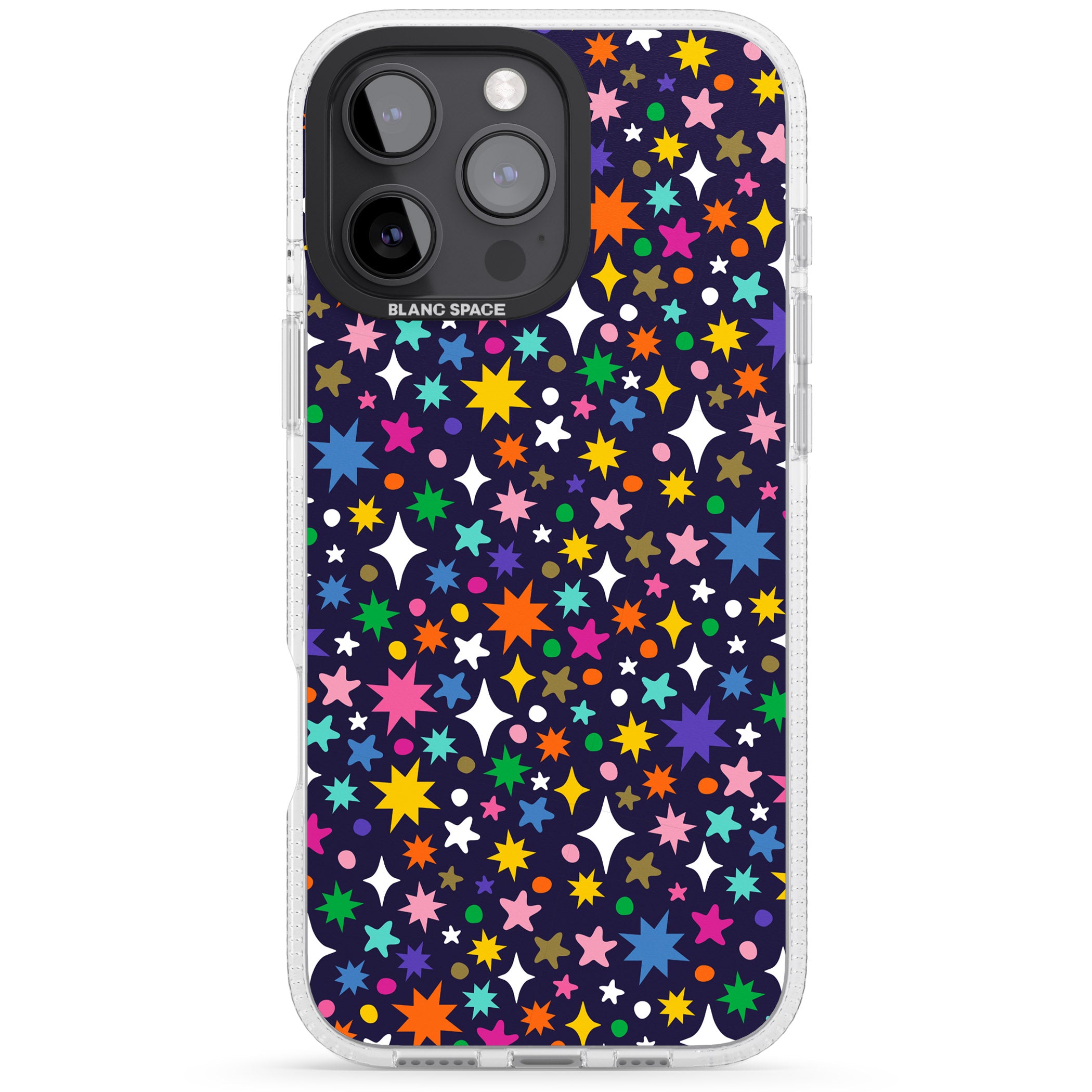 Rainbow Starburst (Purple) iPhone 16 Pro Max / 16 Pro Clear Case Impact Air - Blanc Space
