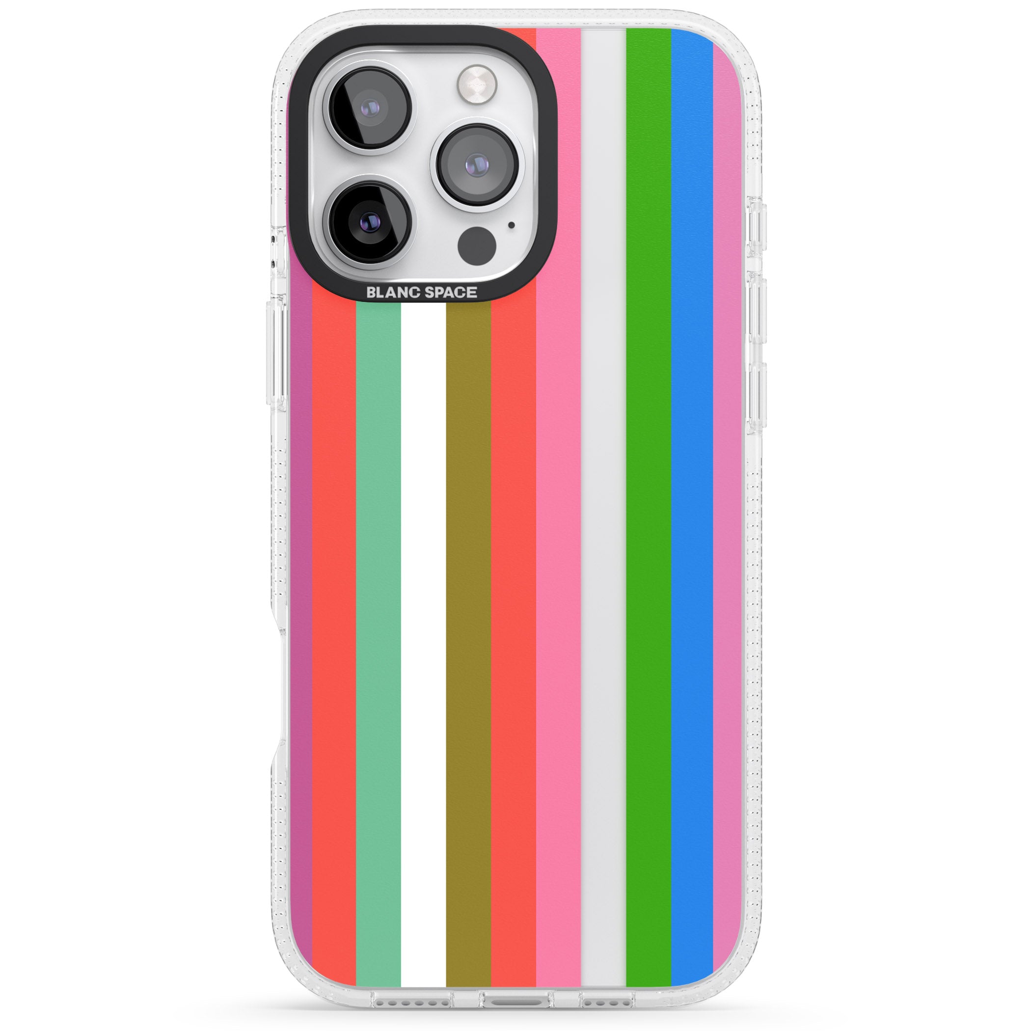 Vibrant Stripes iPhone 16 Pro Max / 16 Pro Clear Case Impact Air - Blanc Space