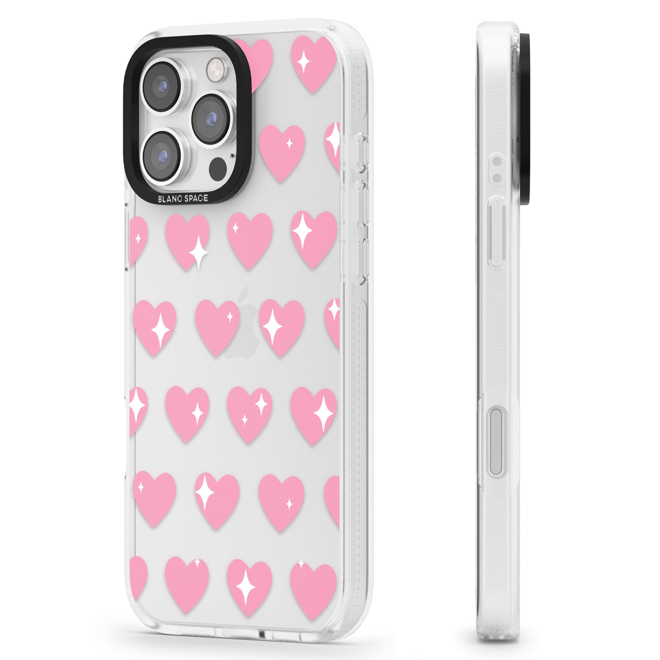 Sweet Hearts iPhone 16 Pro Max / 16 Pro Clear Case Impact Air - Blanc Space