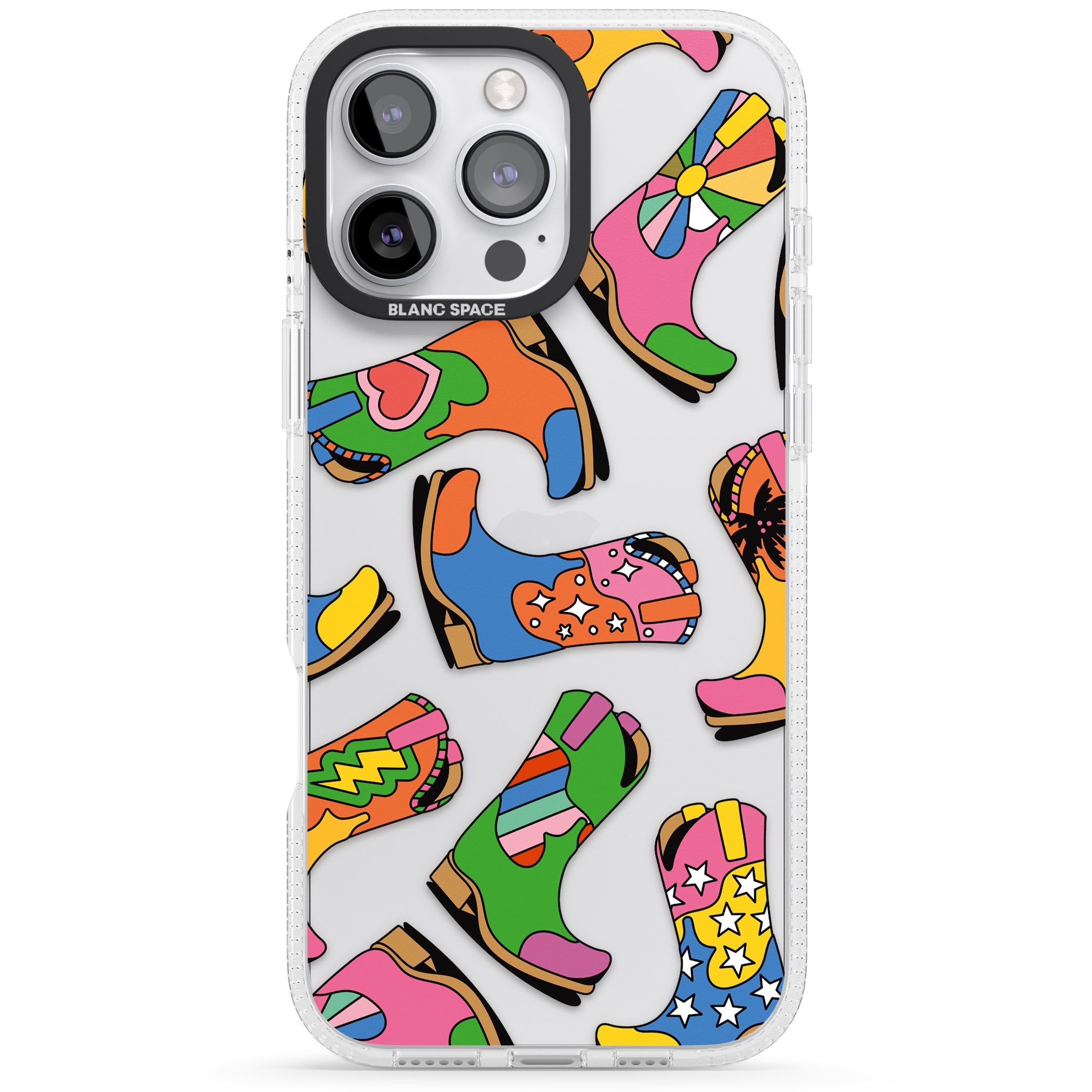 Starburst Boots iPhone 16 Pro Max / 16 Pro Clear Case Impact Air - Blanc Space