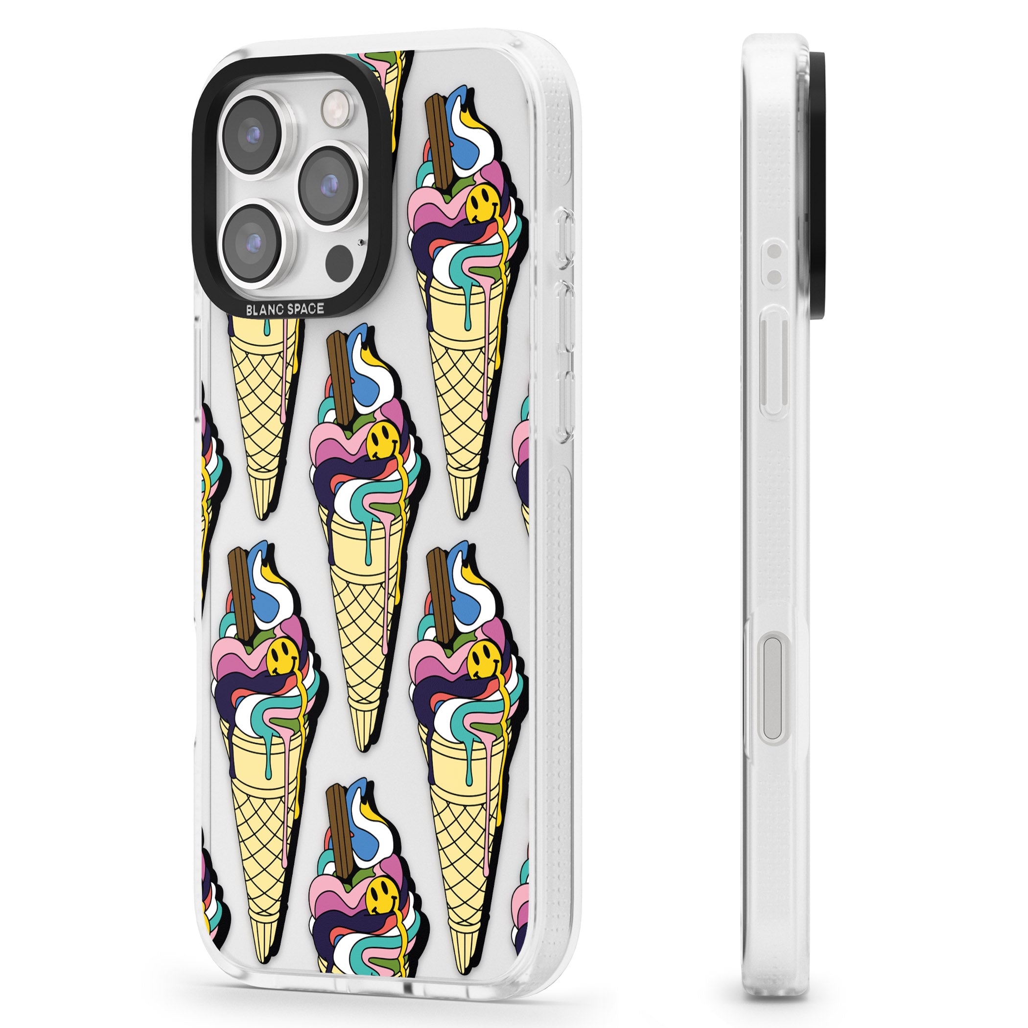Trip & Drip Ice Cream iPhone 16 Pro Max / 16 Pro Clear Case Impact Air - Blanc Space