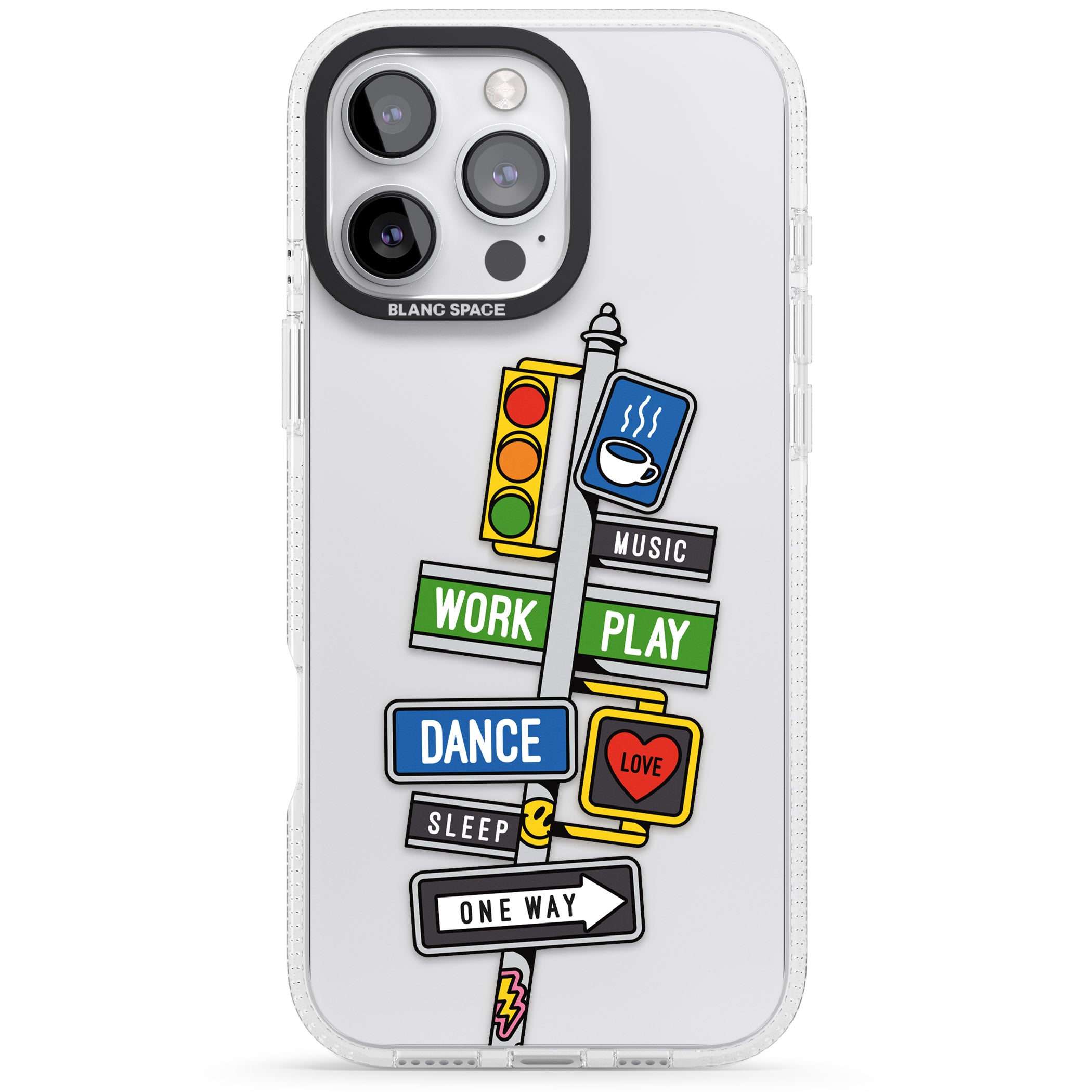 Mood Street Signs iPhone 16 Pro Max / 16 Pro Clear Case Impact Air - Blanc Space