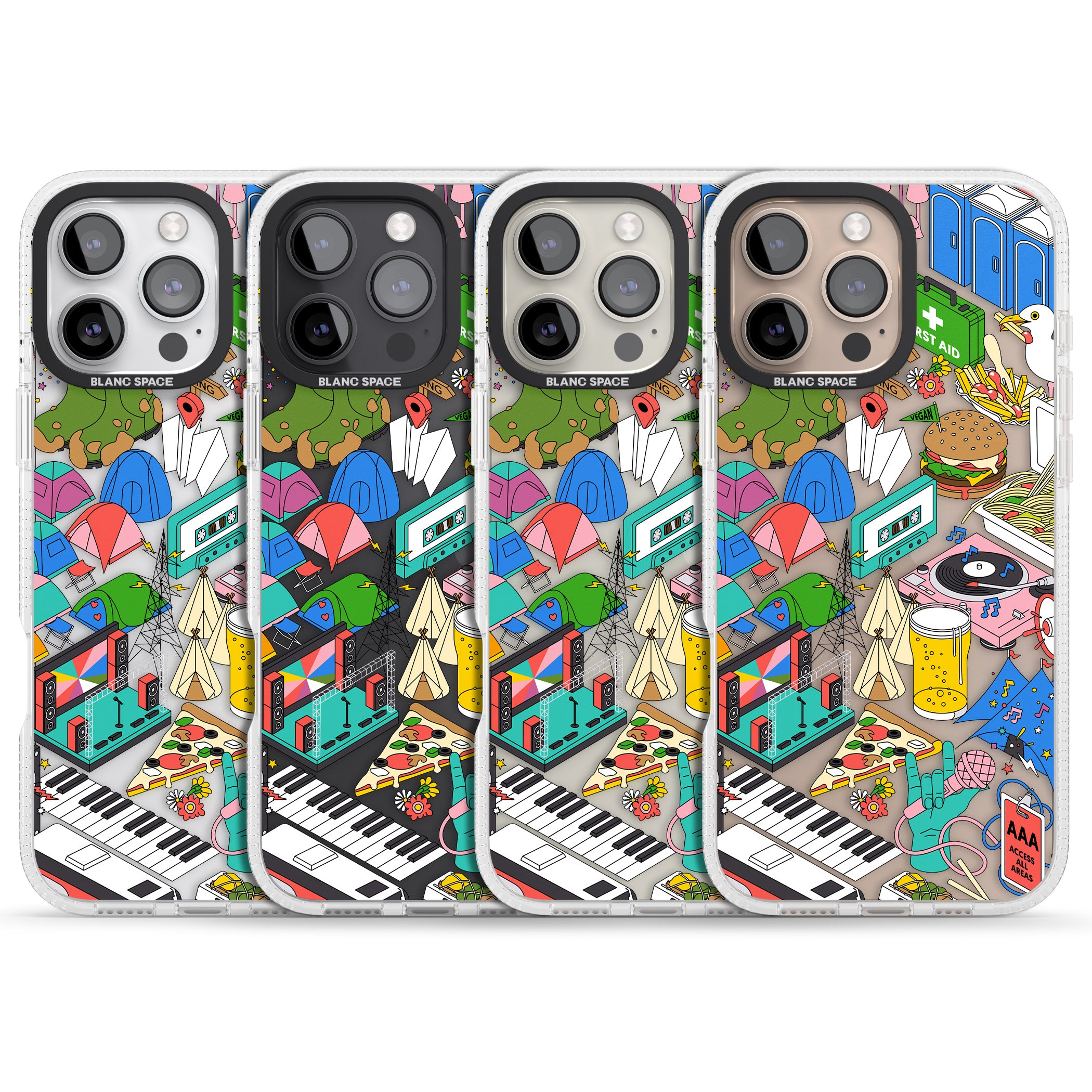 Festival Frenzy iPhone 16 Pro Max / 16 Pro Clear Case Impact Air - Blanc Space