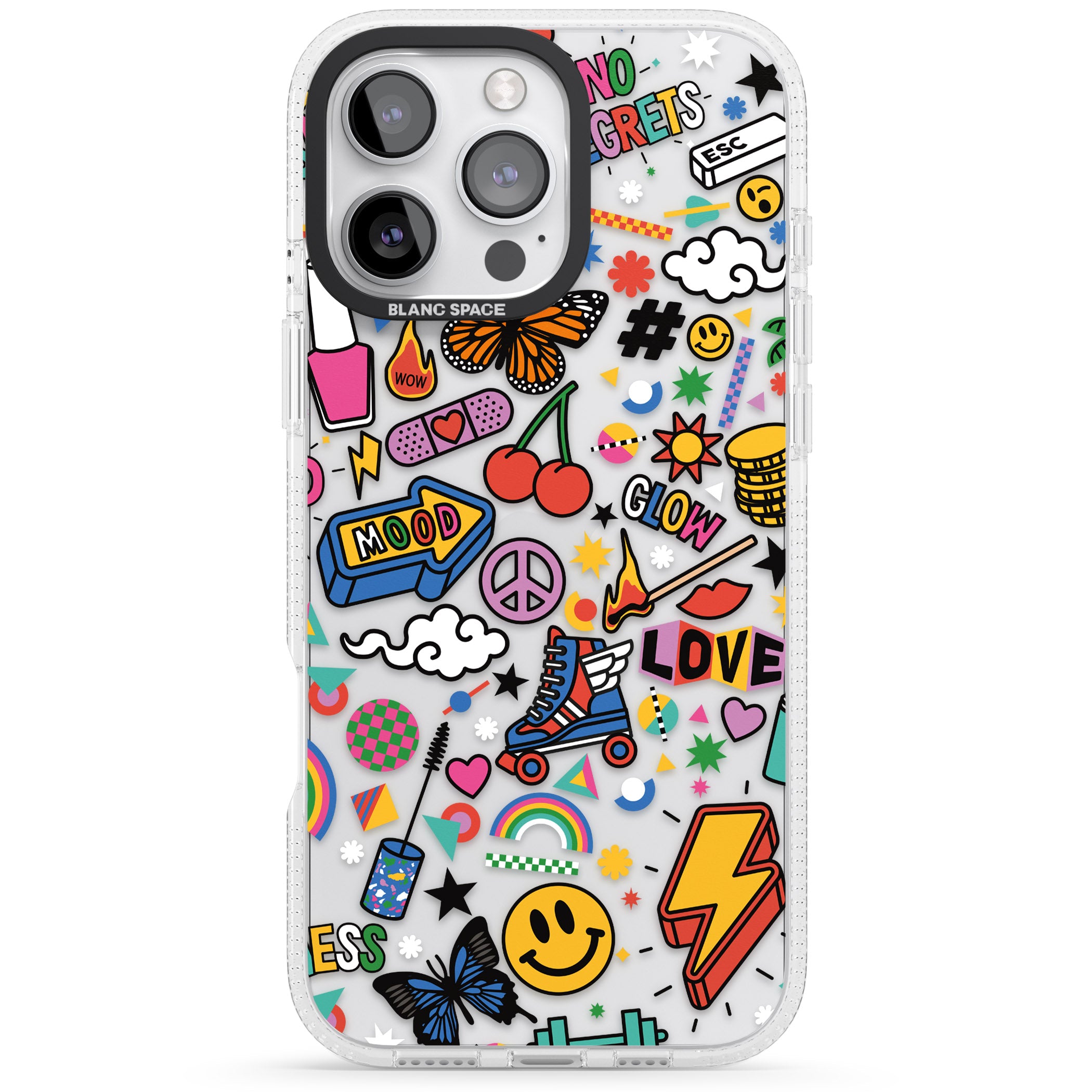 Electric Love iPhone 16 Pro Max / 16 Pro Clear Case Impact Air - Blanc Space