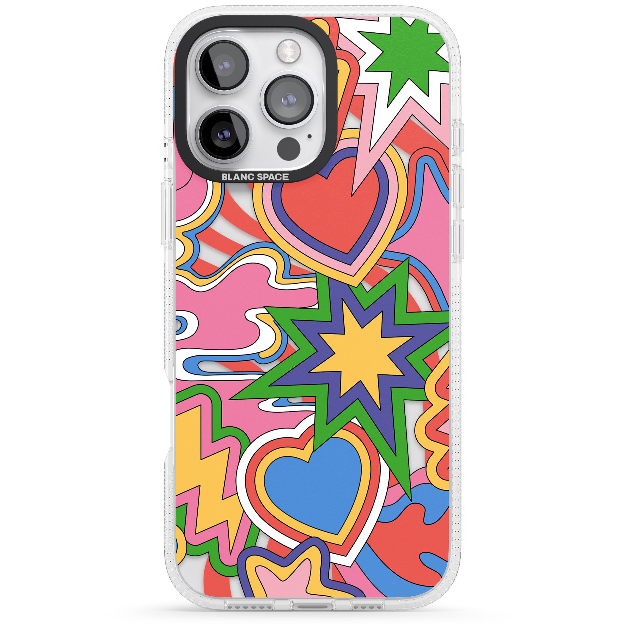 Psychedelic Pop Art Explosion iPhone 16 Pro Max / 16 Pro Clear Case Impact Air - Blanc Space