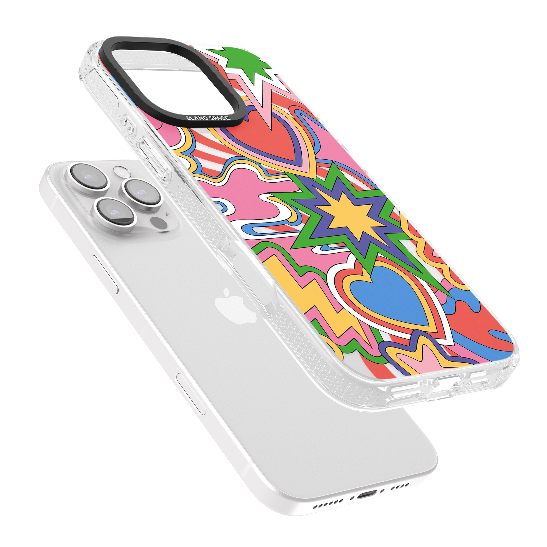Psychedelic Pop Art Explosion iPhone 16 Pro Max / 16 Pro Clear Case Impact Air - Blanc Space