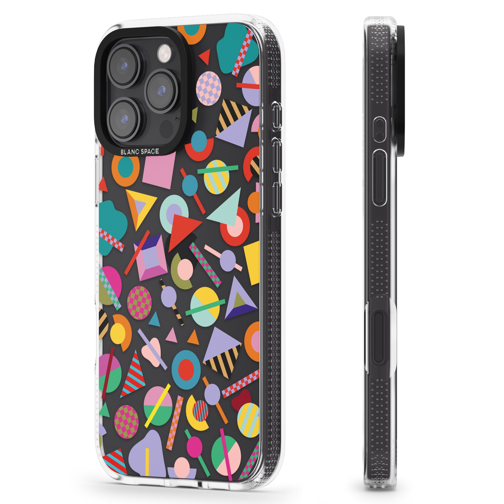 Retro Carnival Shapes iPhone 16 Pro Max / 16 Pro Clear Case Impact Air - Blanc Space