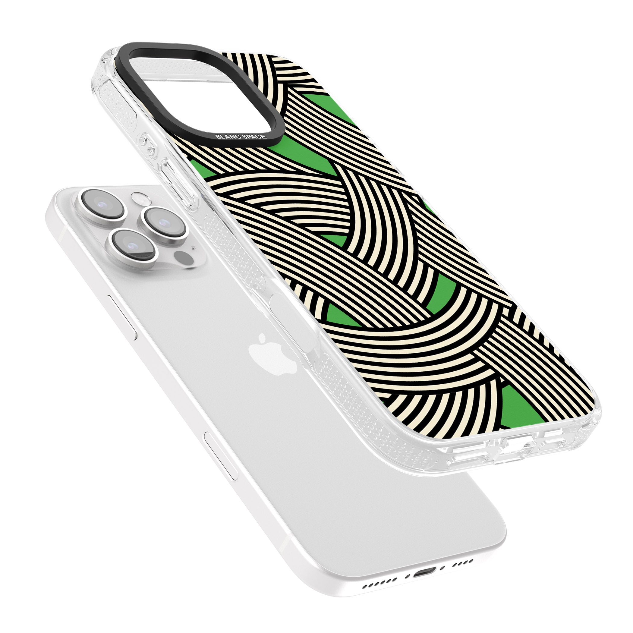 Green Optic Waves iPhone 16 Pro Max / 16 Pro Clear Case Impact Air - Blanc Space
