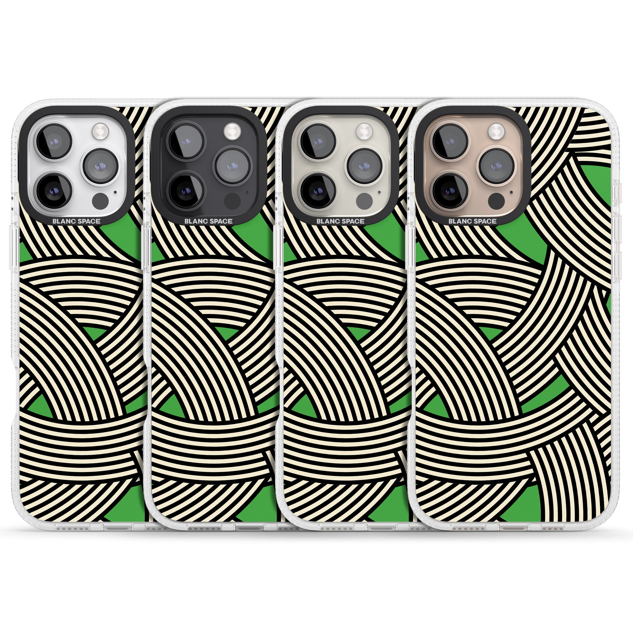 Green Optic Waves iPhone 16 Pro Max / 16 Pro Clear Case Impact Air - Blanc Space
