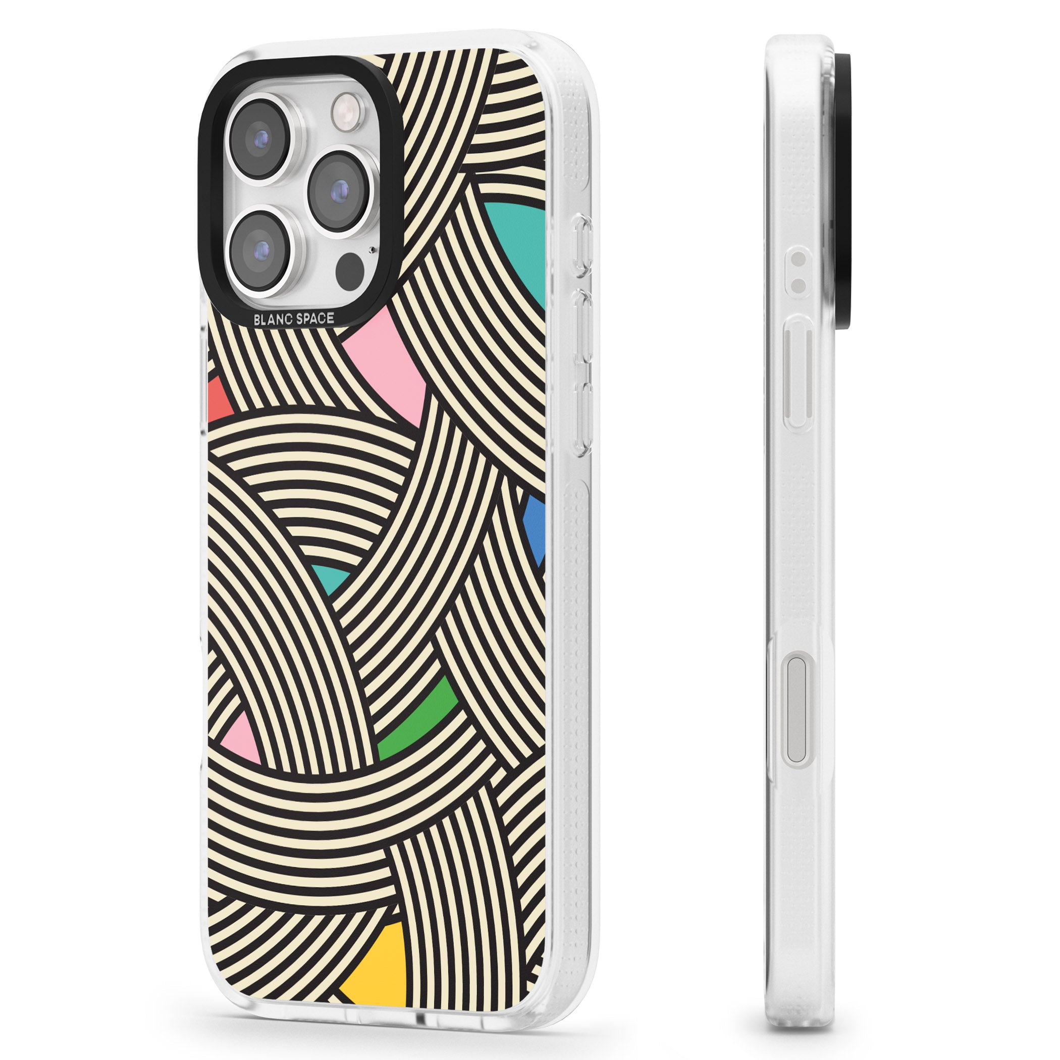 Multicolour Optic Waves iPhone 16 Pro Max / 16 Pro Clear Case Impact Air - Blanc Space