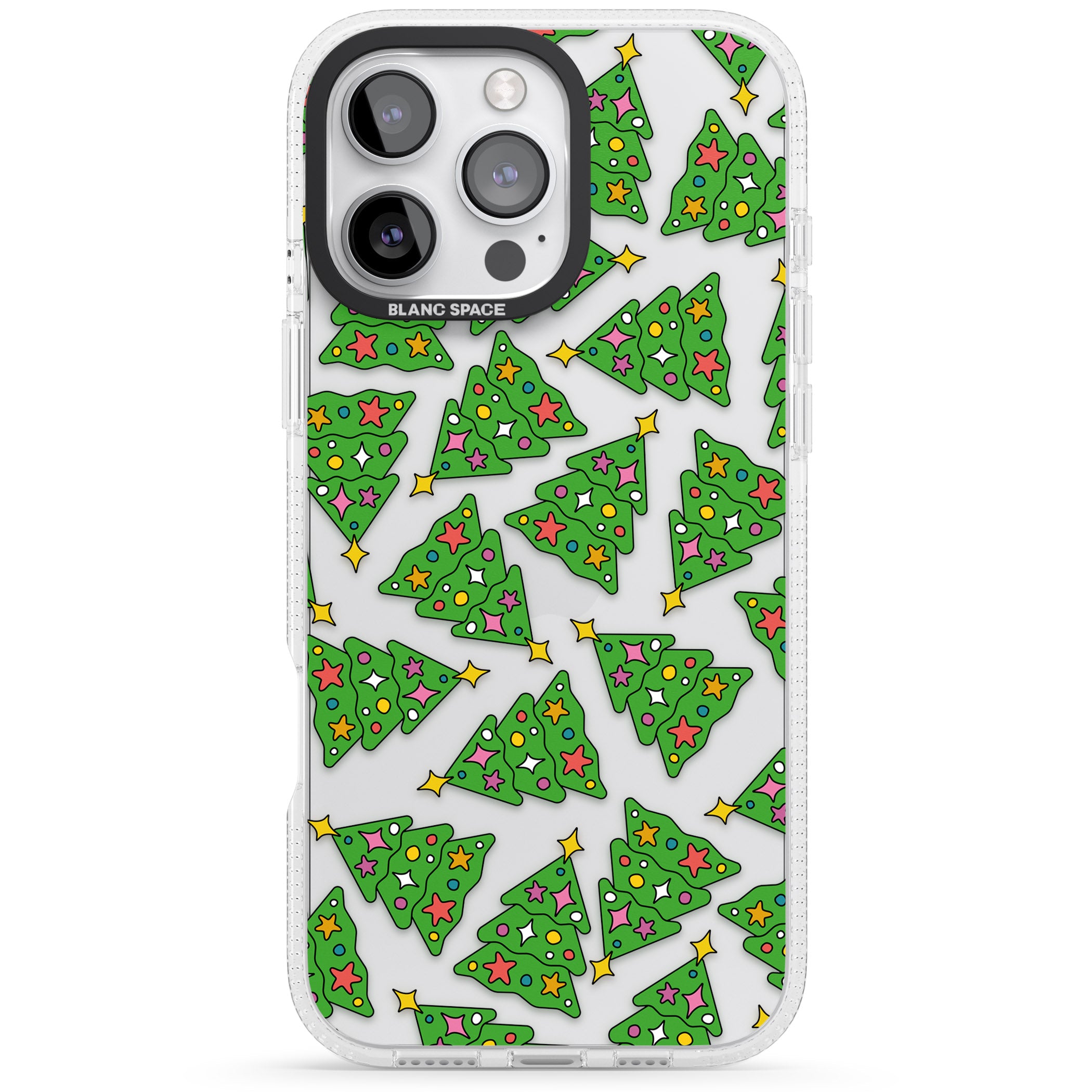 Christmas Tree Pattern iPhone 16 Pro Max / 16 Pro Clear Case Impact Air - Blanc Space