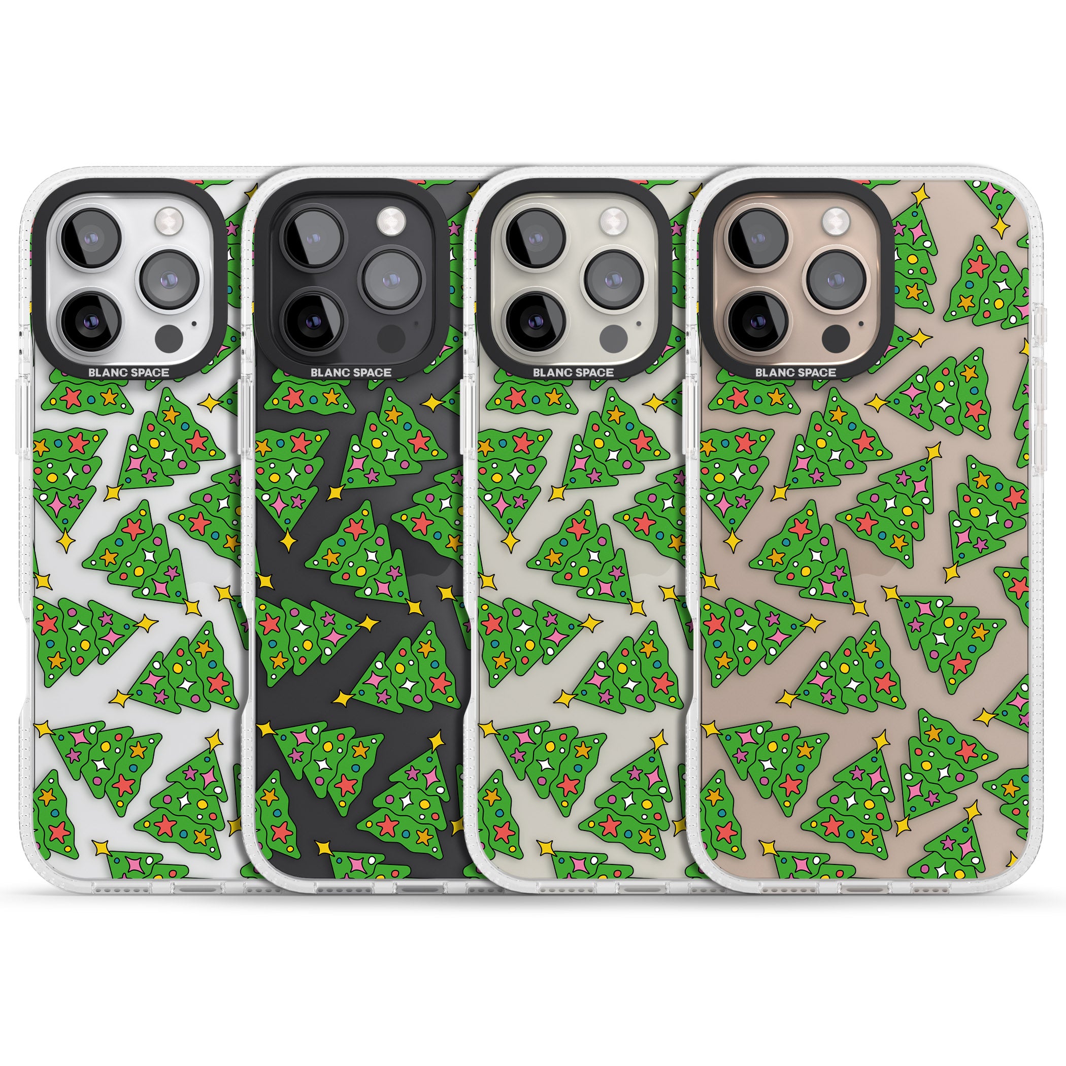 Christmas Tree Pattern iPhone 16 Pro Max / 16 Pro Clear Case Impact Air - Blanc Space