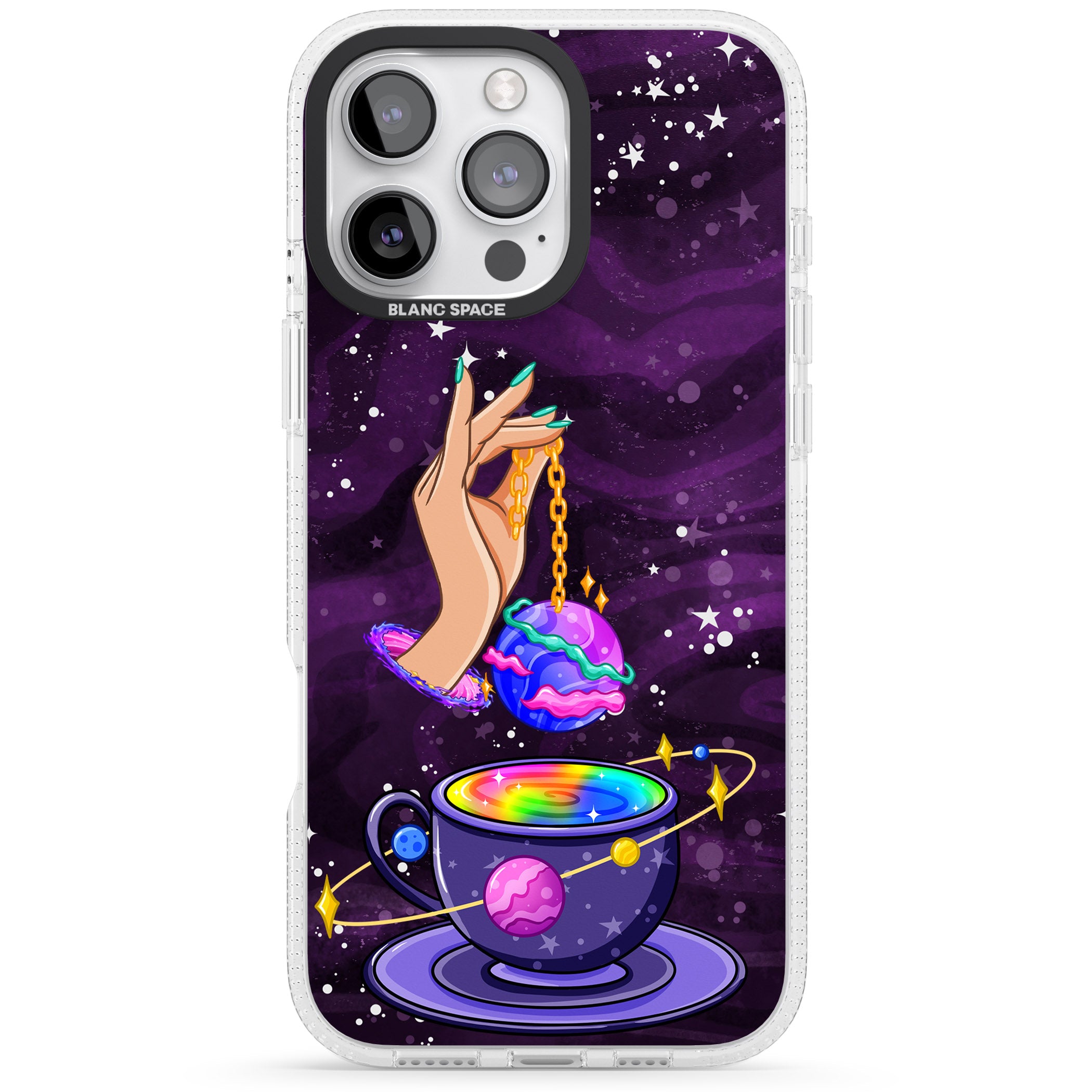 Space Tea iPhone 16 Pro Max / 16 Pro Clear Case Impact Air - Blanc Space