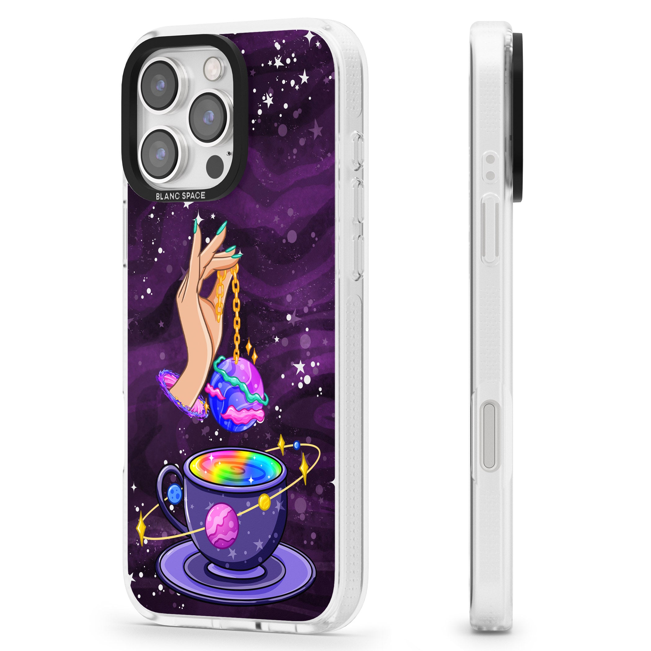 Space Tea iPhone 16 Pro Max / 16 Pro Clear Case Impact Air - Blanc Space