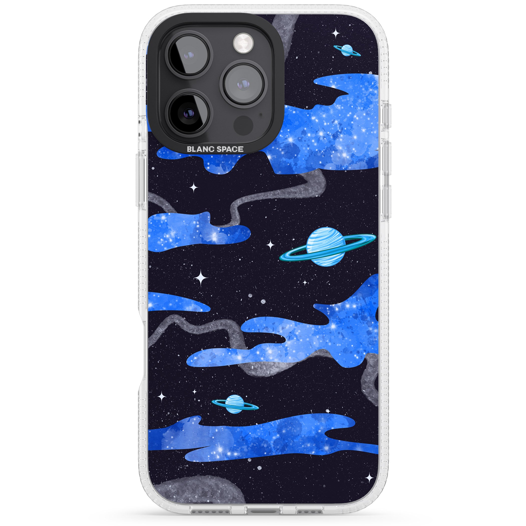 Blue Galaxy iPhone 16 Pro Max / 16 Pro Clear Case Impact Air - Blanc Space