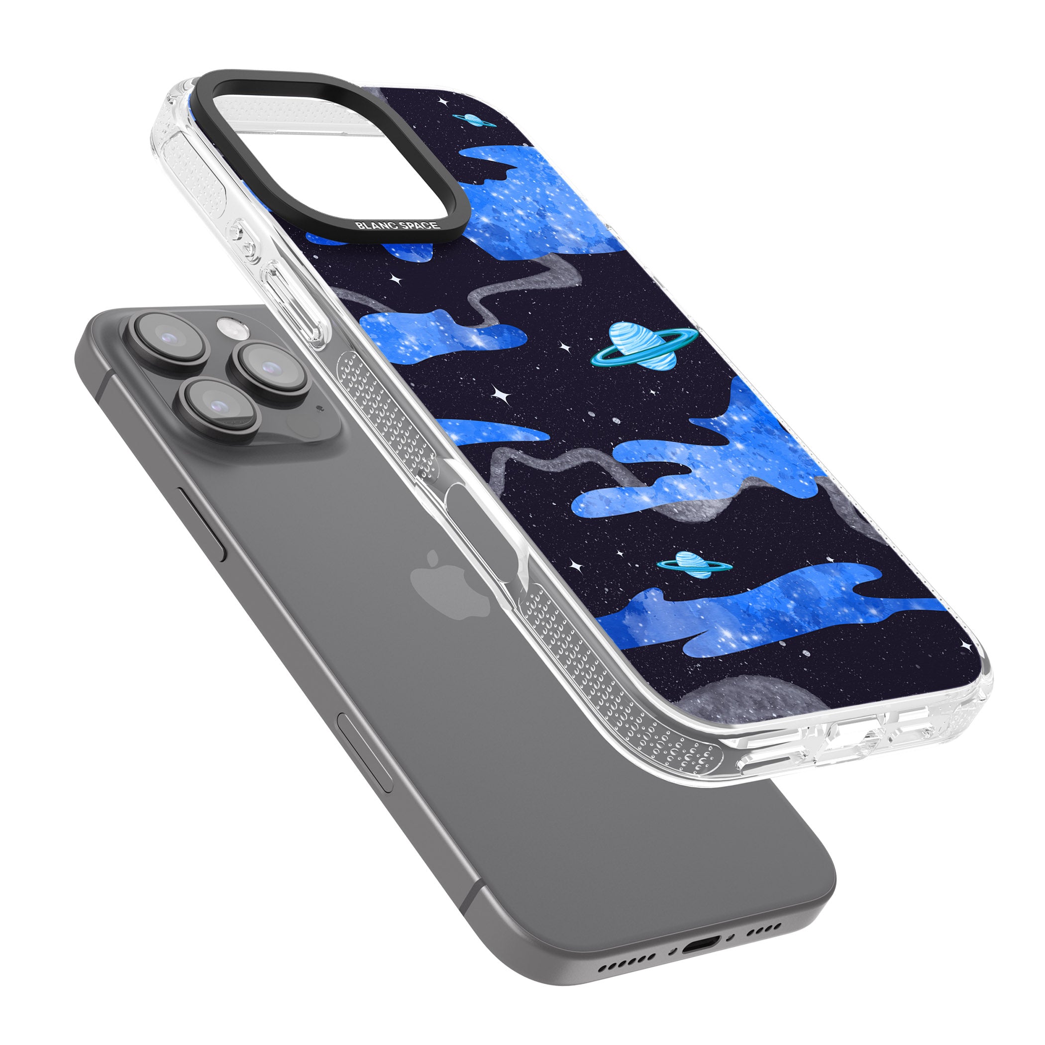 Blue Galaxy iPhone 16 Pro Max / 16 Pro Clear Case Impact Air - Blanc Space