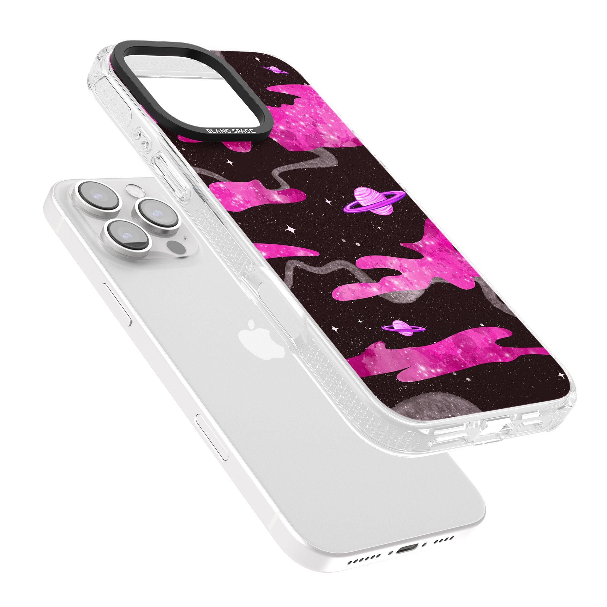 Pink Galaxy iPhone 16 Pro Max / 16 Pro Clear Case Impact Air - Blanc Space