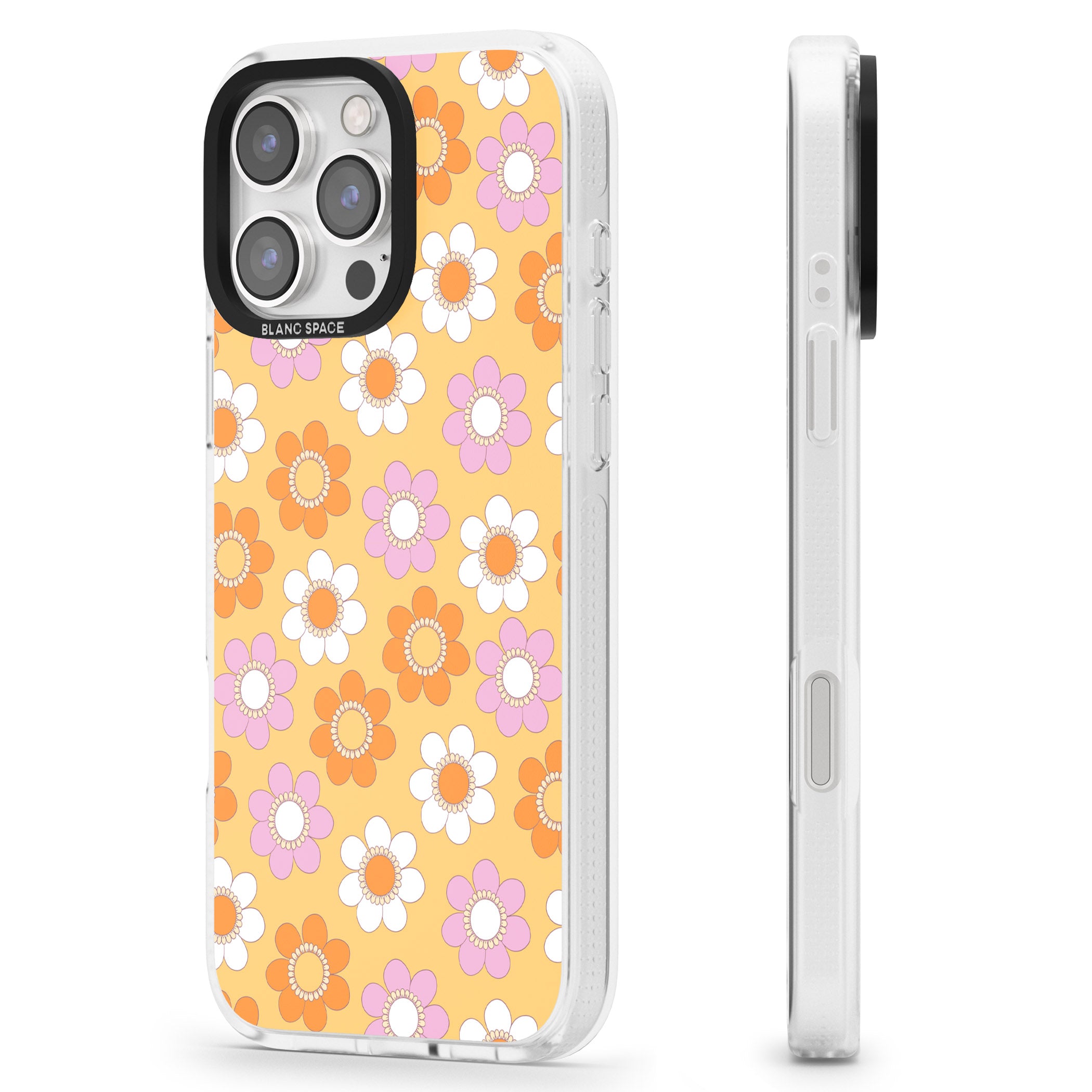Sunny Flower Mix iPhone 16 Pro Max / 16 Pro Clear Case Impact Air - Blanc Space
