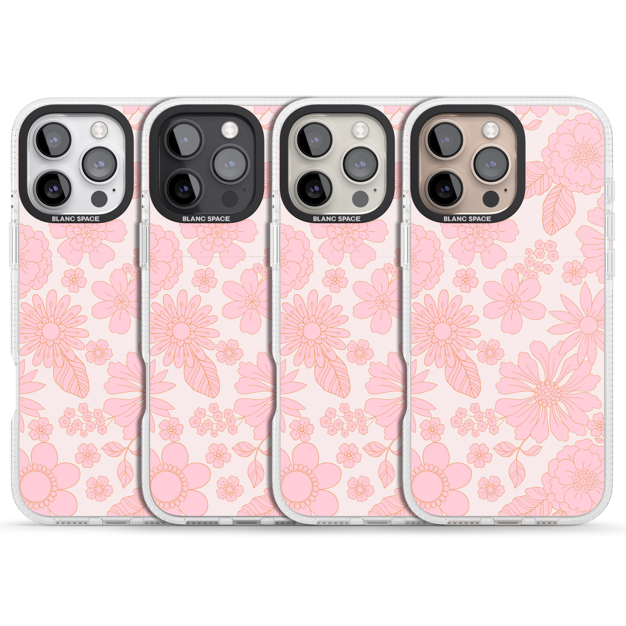 Gentle Pink Flowers iPhone 16 Pro Max / 16 Pro Clear Case Impact Air - Blanc Space
