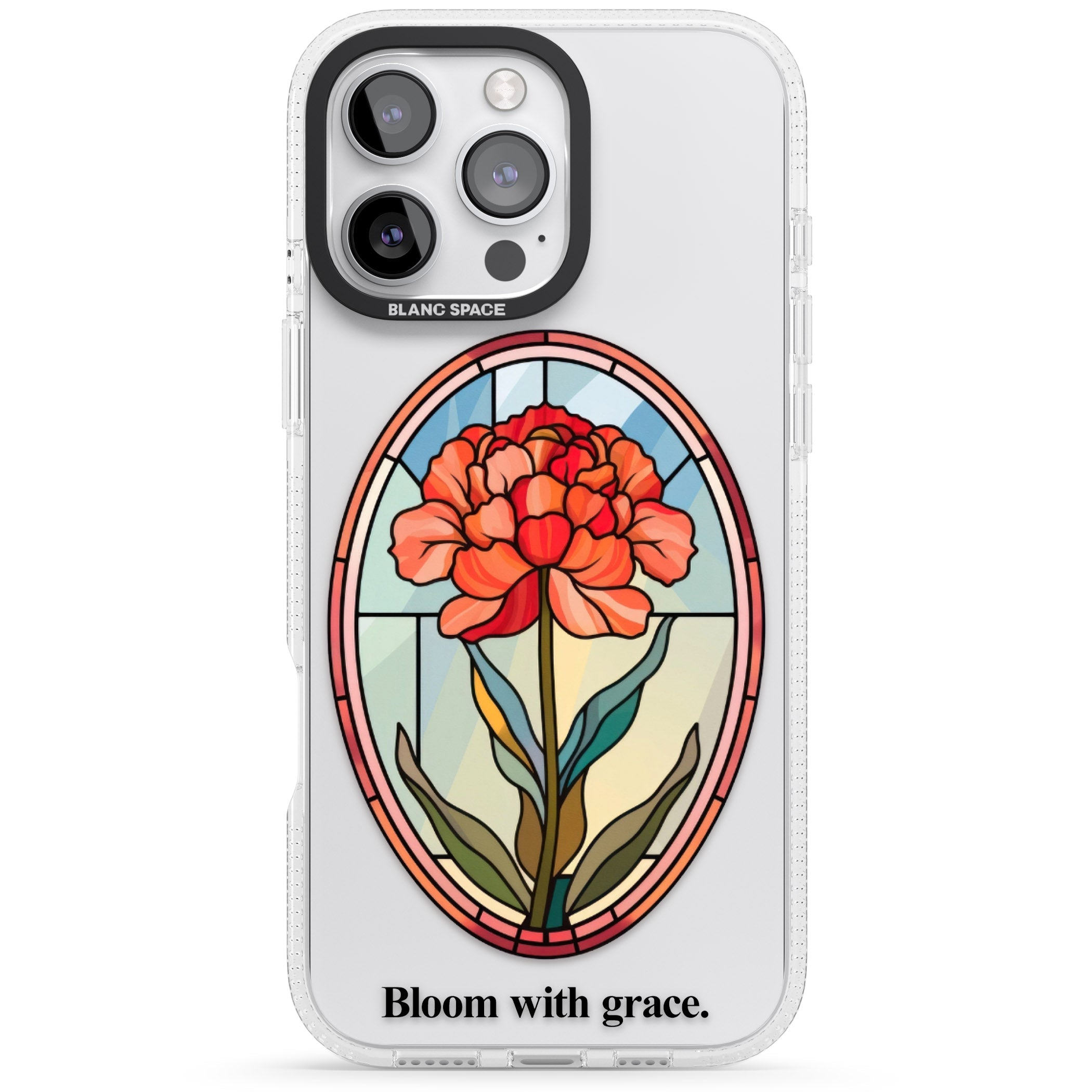 Bloom with grace iPhone 16 Pro Max / 16 Pro Clear Case Impact Air - Blanc Space
