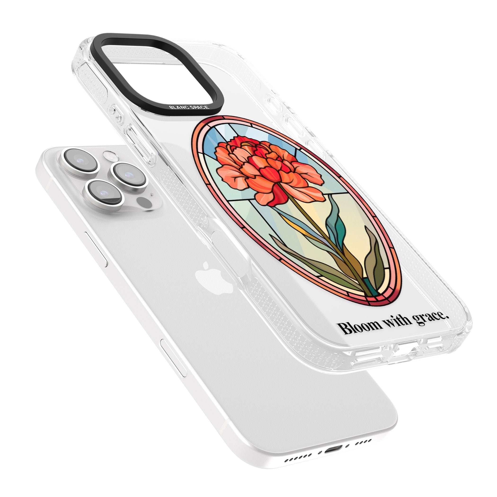 Bloom with grace iPhone 16 Pro Max / 16 Pro Clear Case Impact Air - Blanc Space