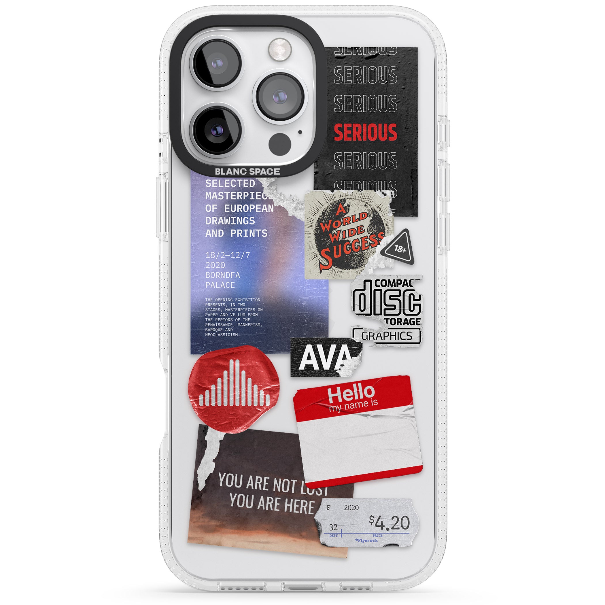 Red & Black Sticker Mix iPhone 16 Pro Max / 16 Pro Clear Case Impact Air - Blanc Space