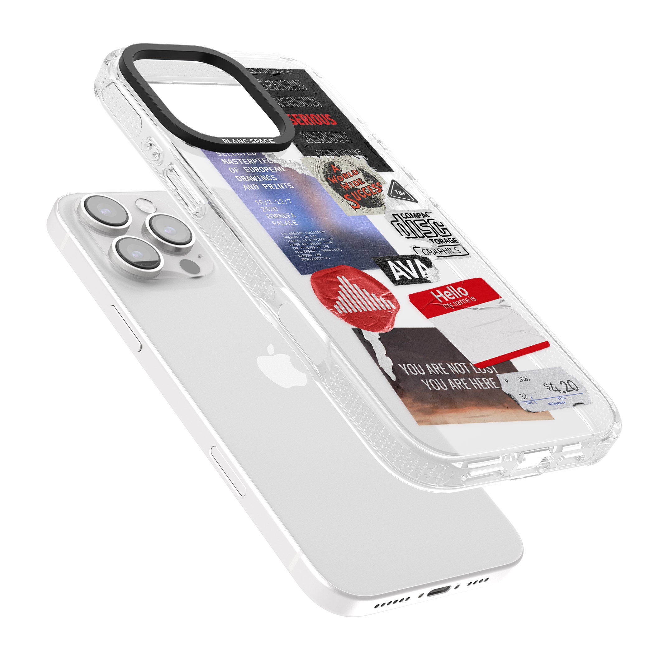 Red & Black Sticker Mix iPhone 16 Pro Max / 16 Pro Clear Case Impact Air - Blanc Space