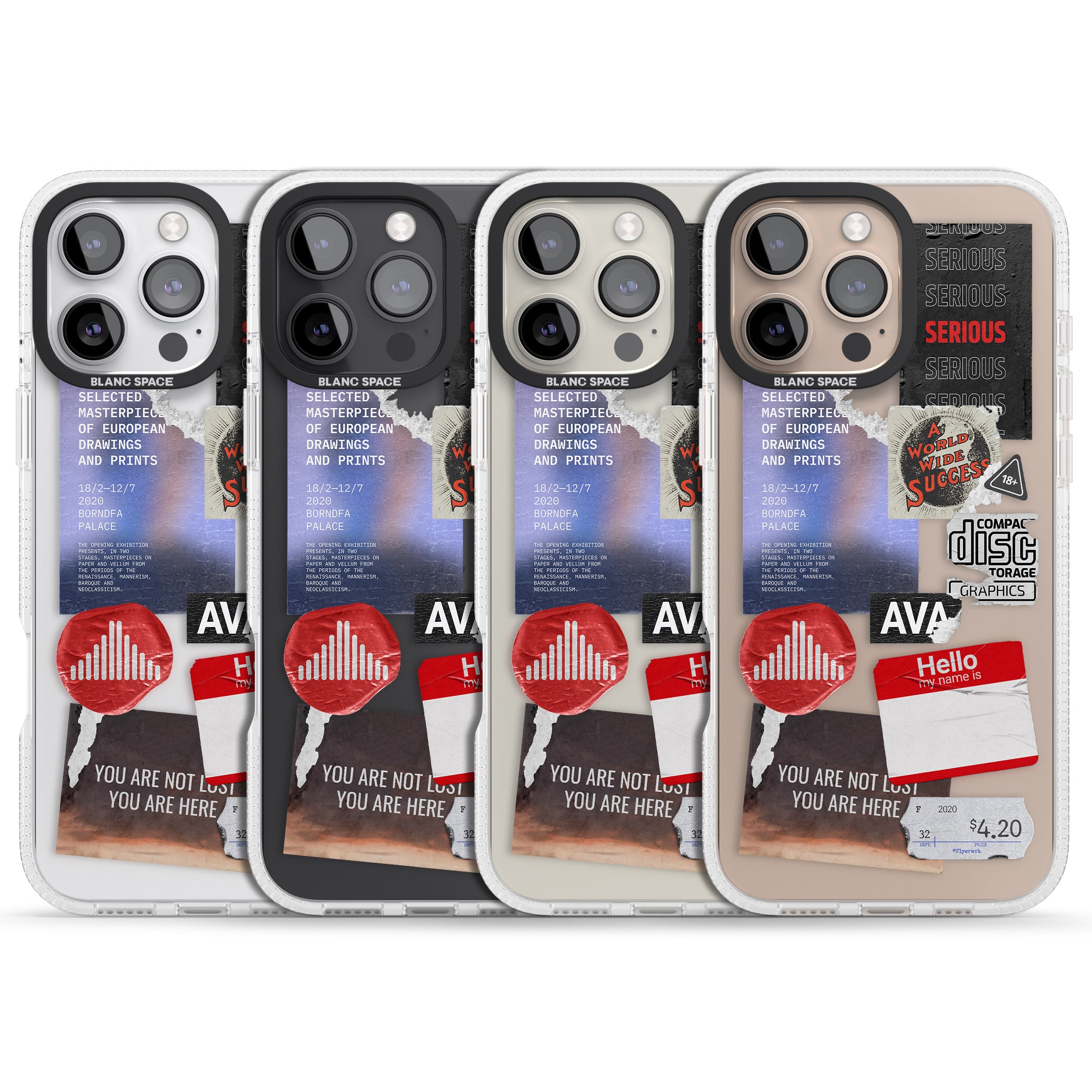 Red & Black Sticker Mix iPhone 16 Pro Max / 16 Pro Clear Case Impact Air - Blanc Space