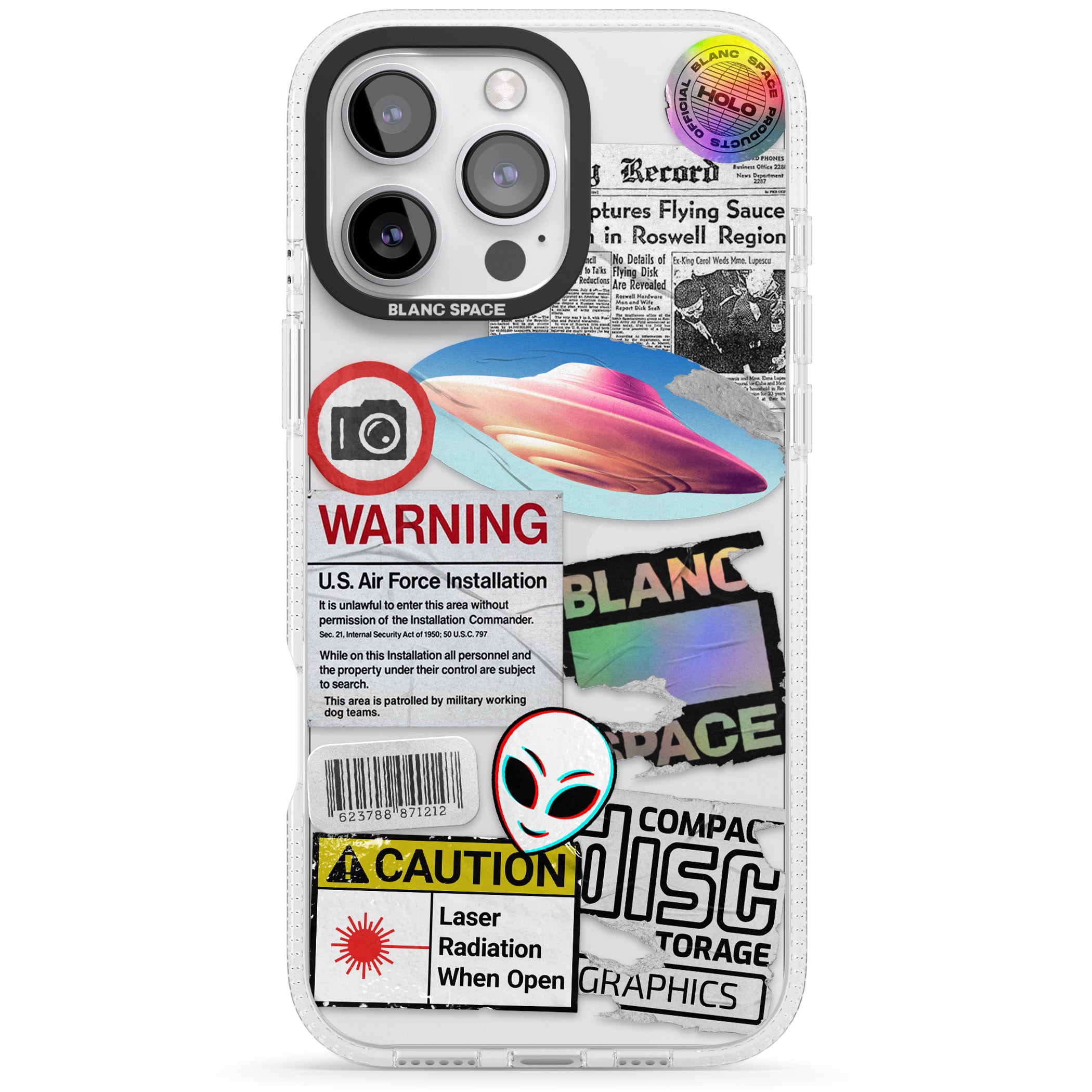Cosmic Encounters iPhone 16 Pro Max / 16 Pro Clear Case Impact Air - Blanc Space
