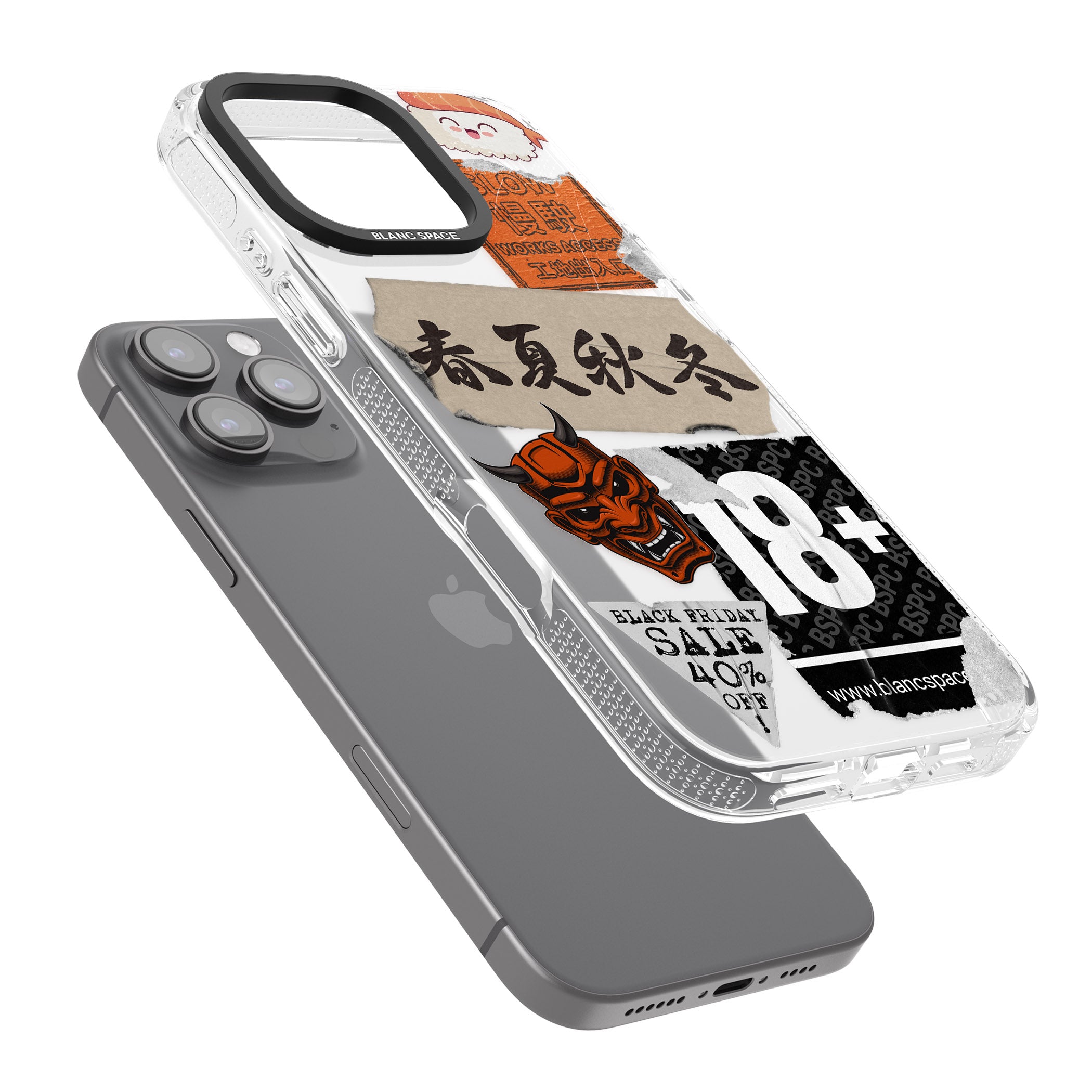 Asian Sticker Mix iPhone 16 Pro Max / 16 Pro Clear Case Impact Air - Blanc Space