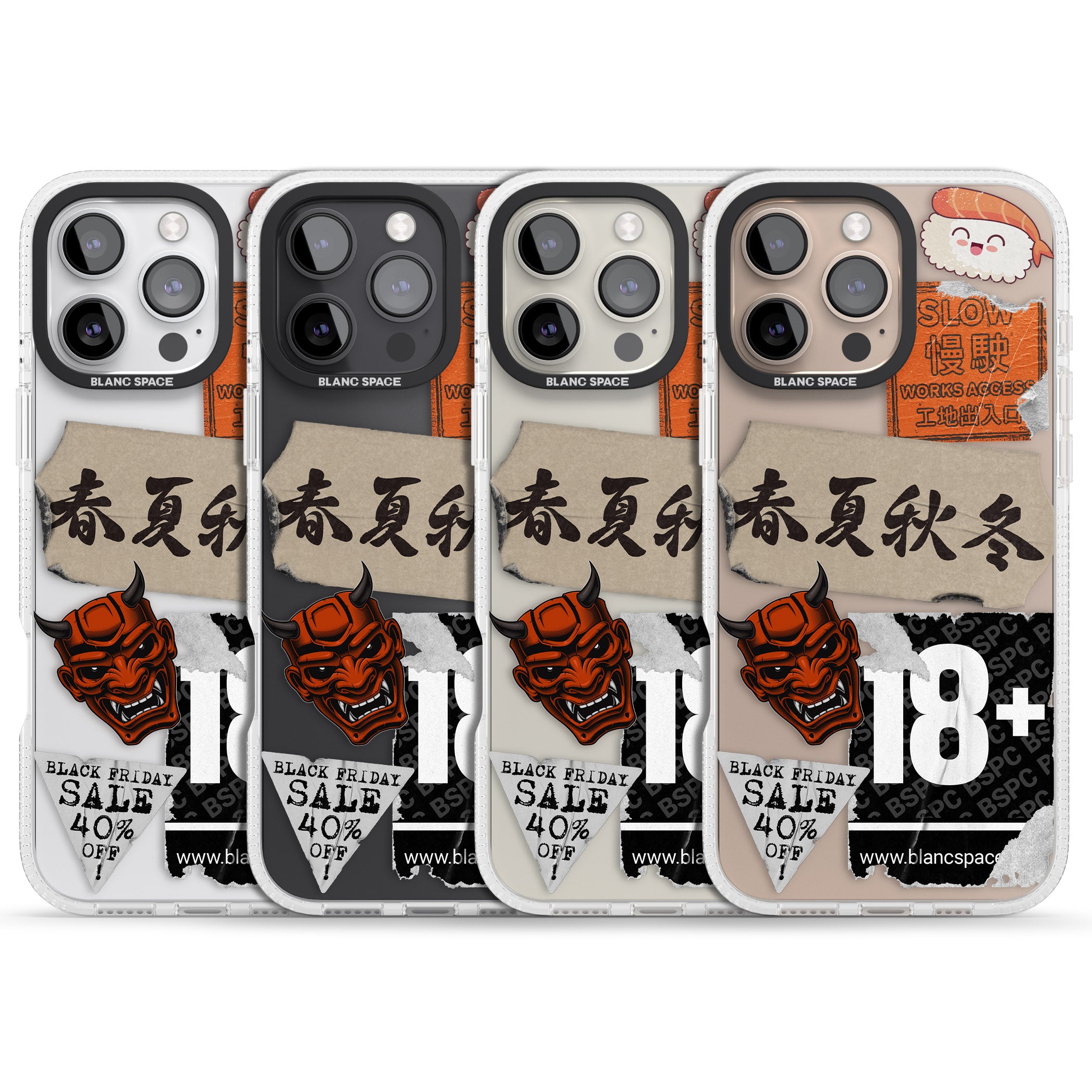 Asian Sticker Mix iPhone 16 Pro Max / 16 Pro Clear Case Impact Air - Blanc Space