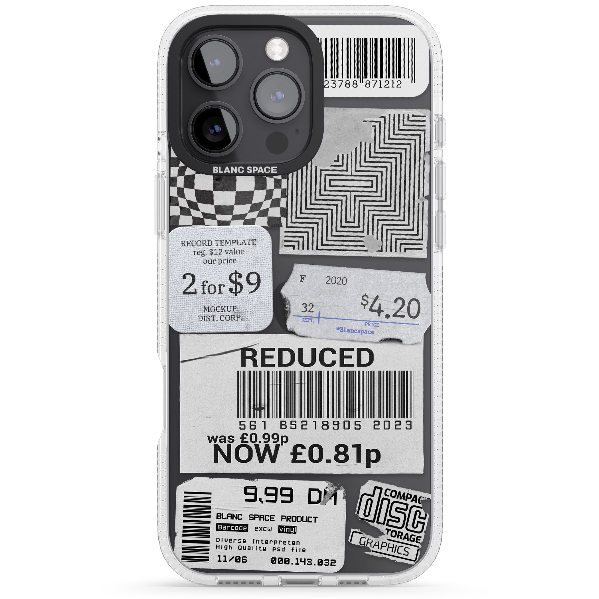 White Sticker Mix iPhone 16 Pro Max / 16 Pro Clear Case Impact Air - Blanc Space