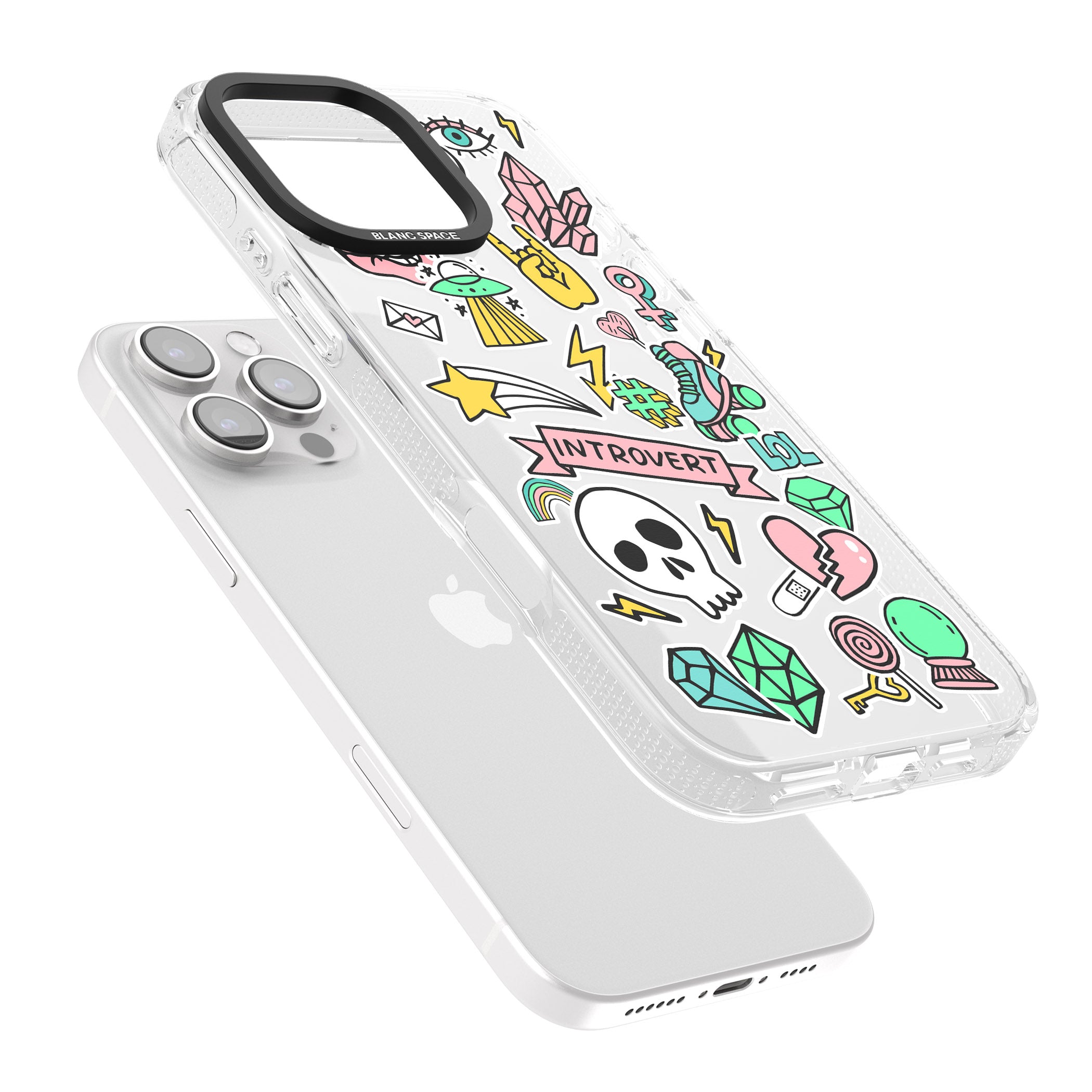 Introvert Sticker iPhone 16 Pro Max / 16 Pro Clear Case Impact Air - Blanc Space