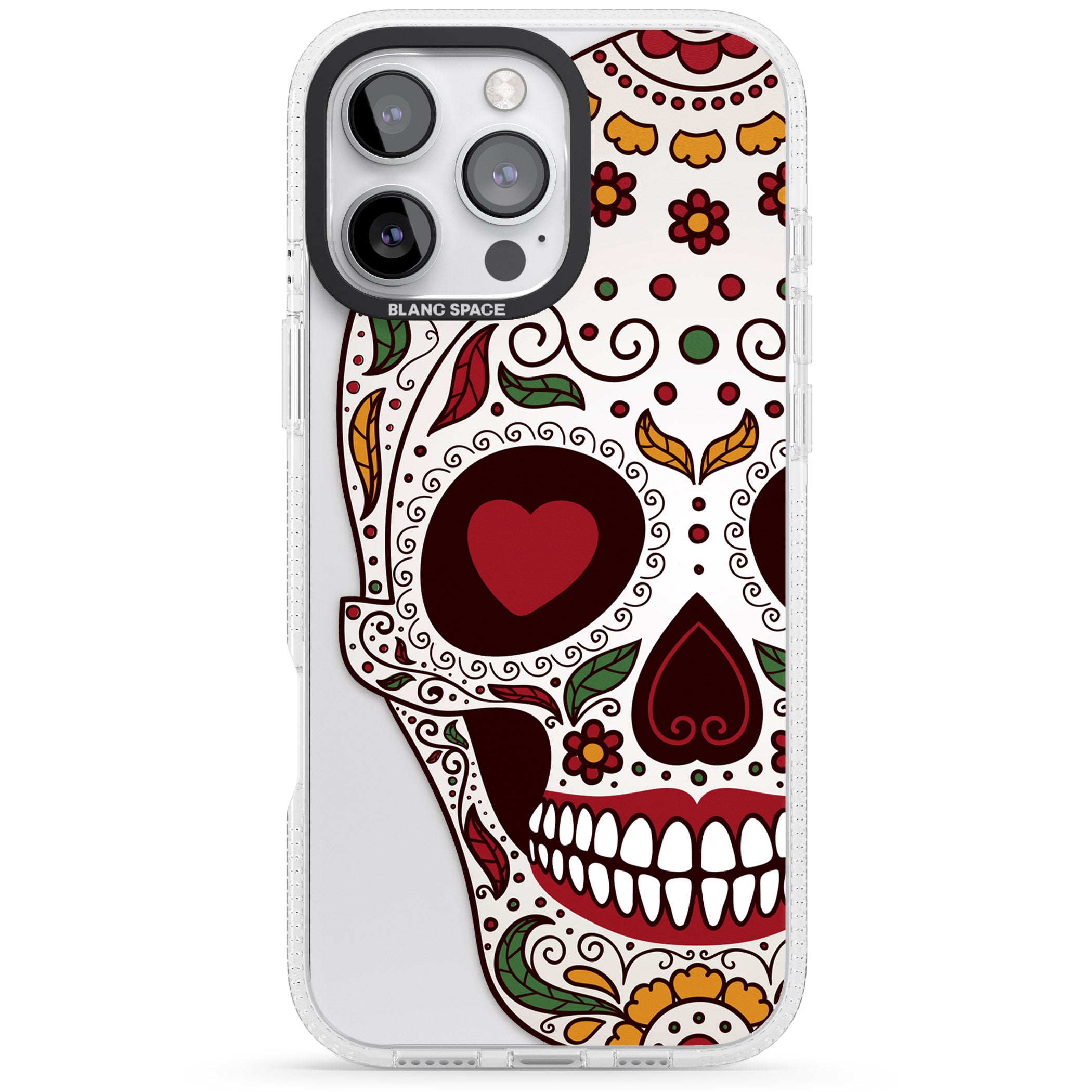 Autumn Sugar Skull iPhone 16 Pro Max / 16 Pro Clear Case Impact Air - Blanc Space