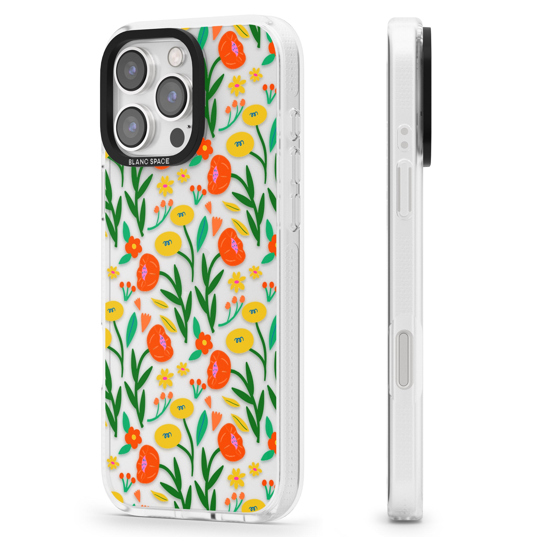 Summer Flower Fiesta iPhone 16 Pro Max / 16 Pro Clear Case Impact Air - Blanc Space